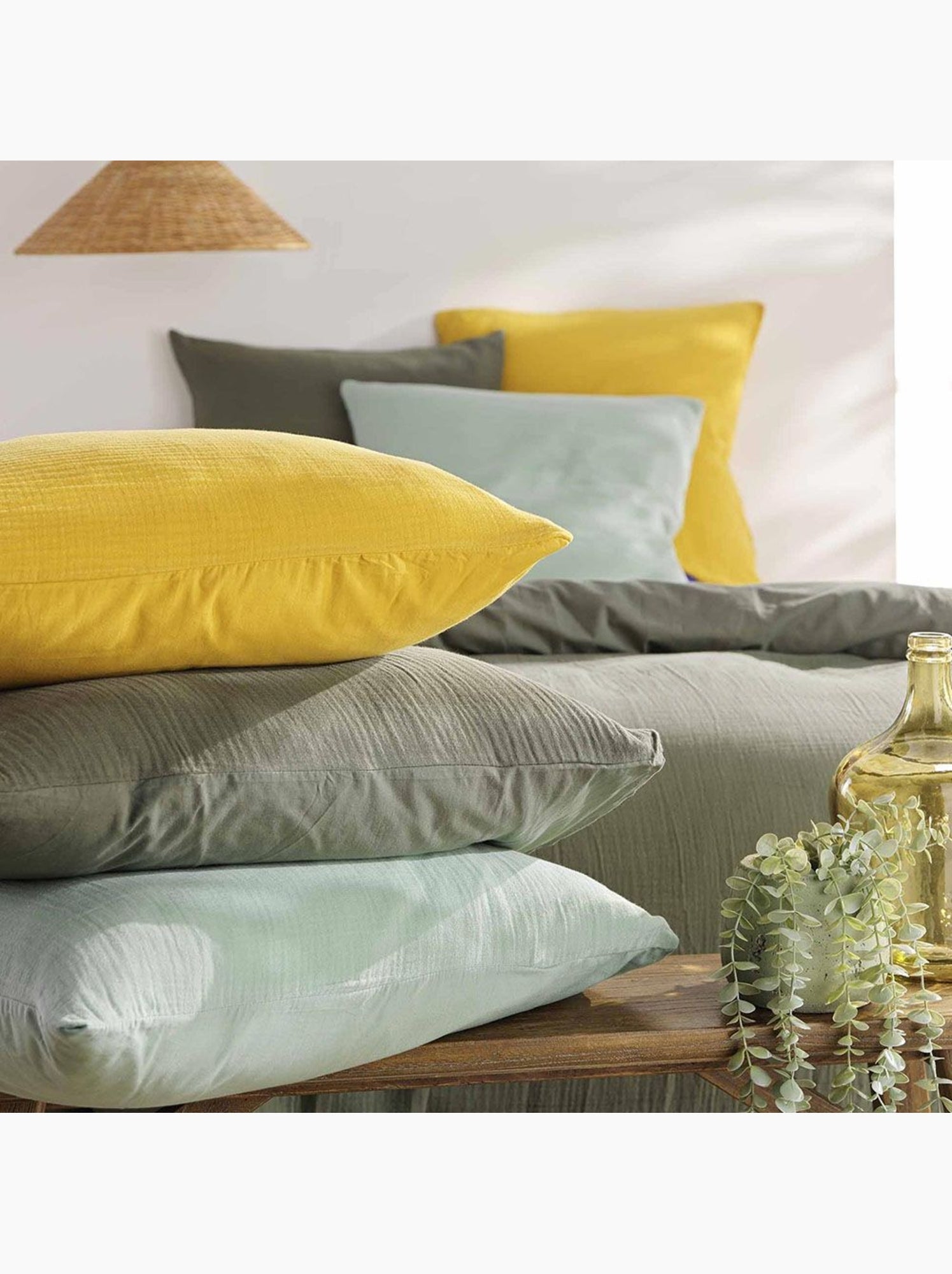 Parure de lit en gaze de coton angelia - Beige sable