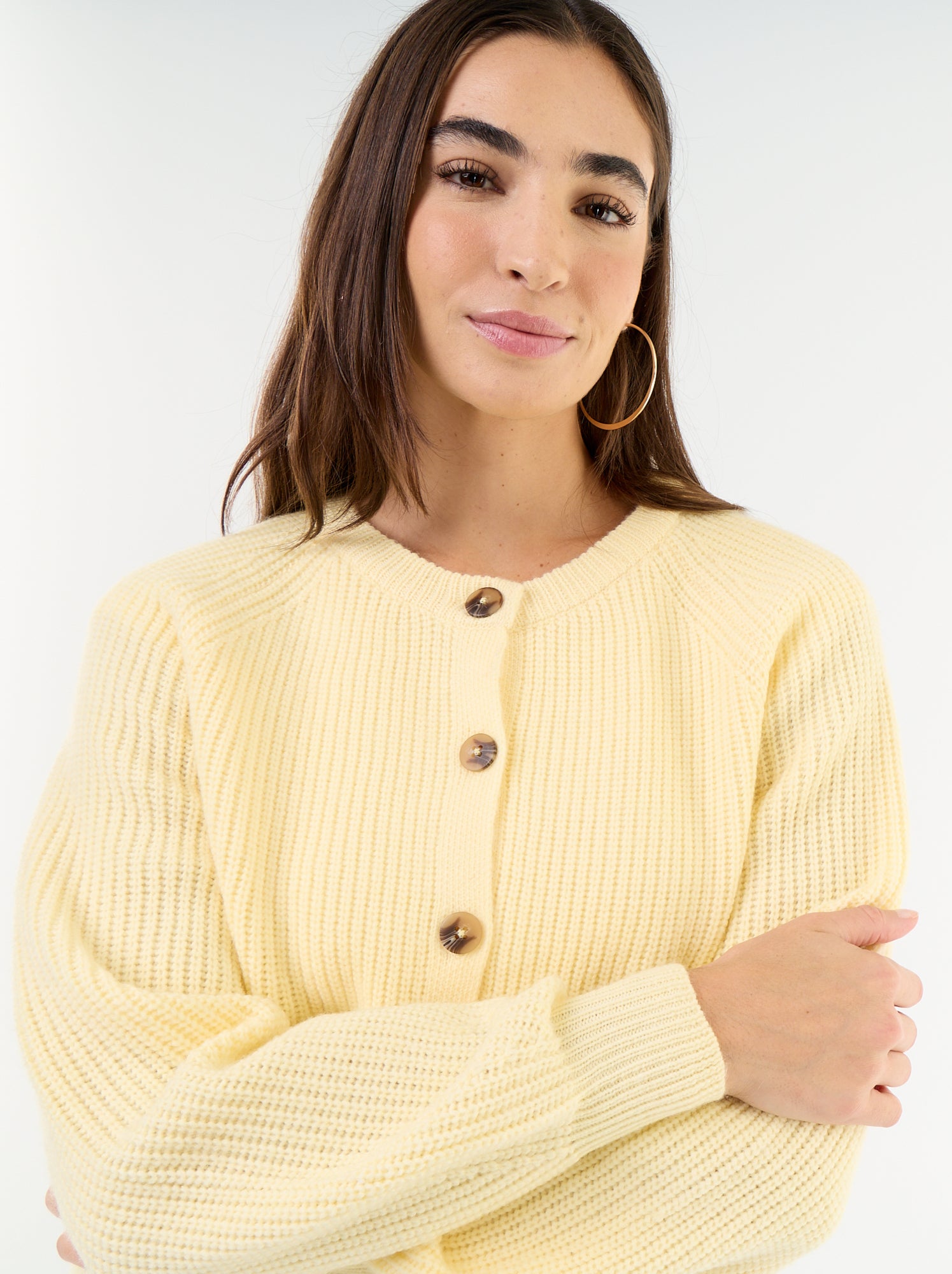Gilet en maille grosse jauge - Jaune