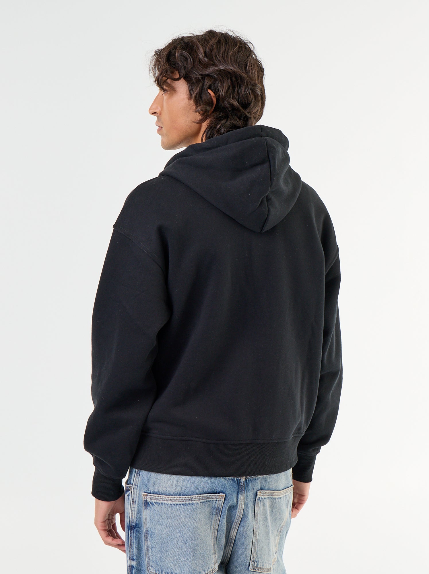 sweat à capuche zippée uni - Noir