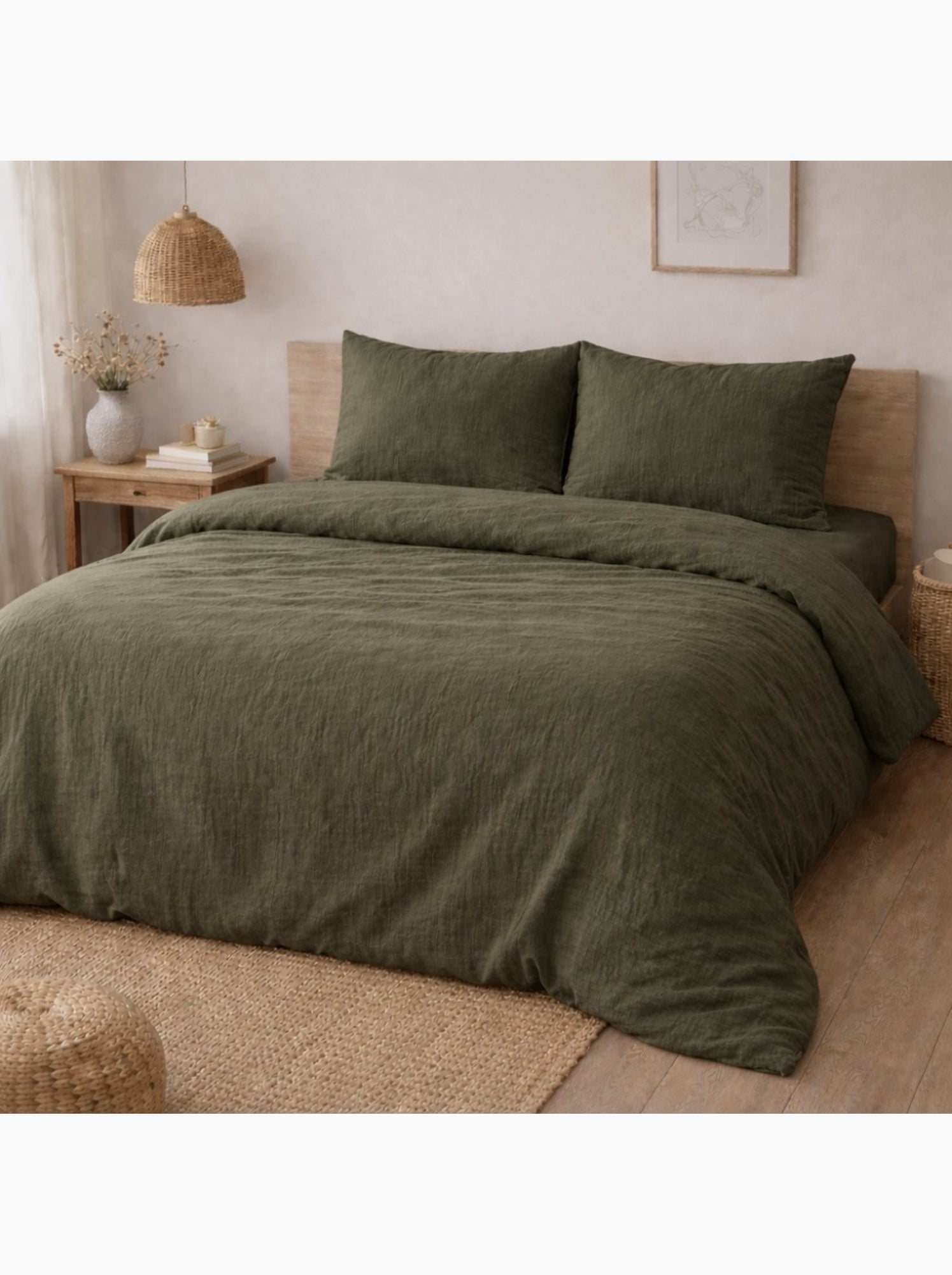 Parure de lit en Gaze de Coton - Promo linge - Kaki
