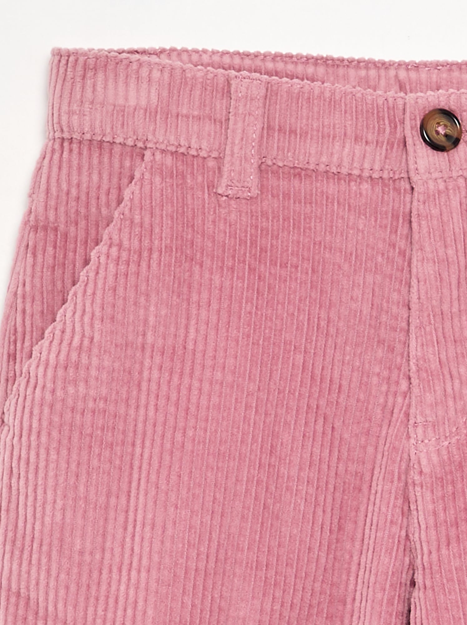 Pantalon wide leg en velours côtelés - Rose