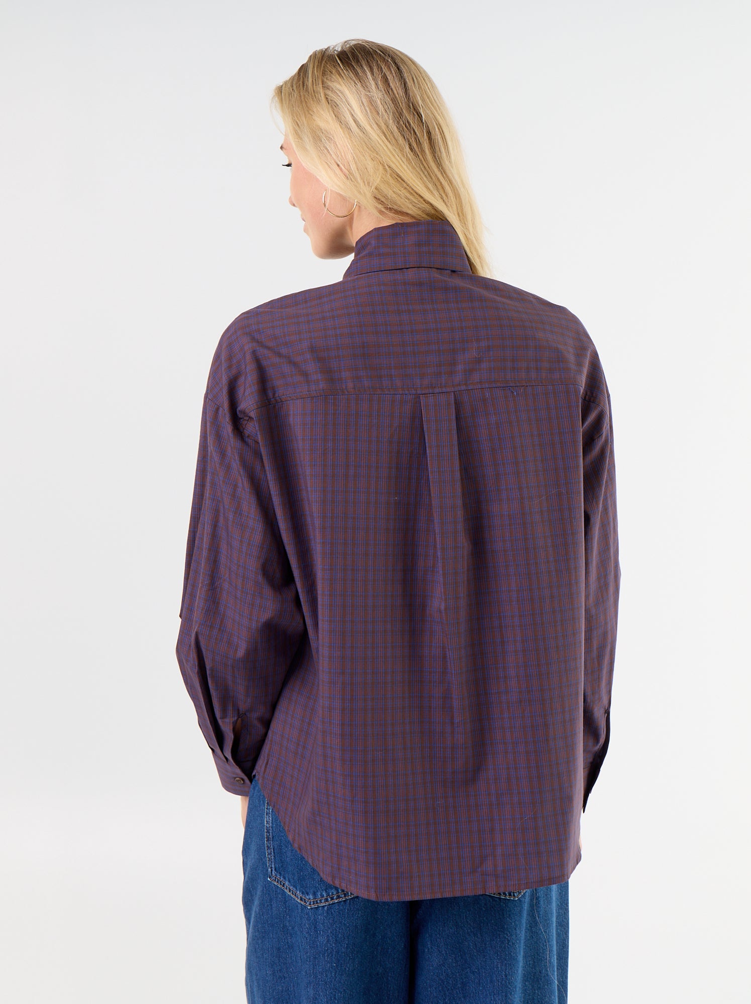 Chemise ample à manches longues et col lavallière - Marron (GHM63_4)