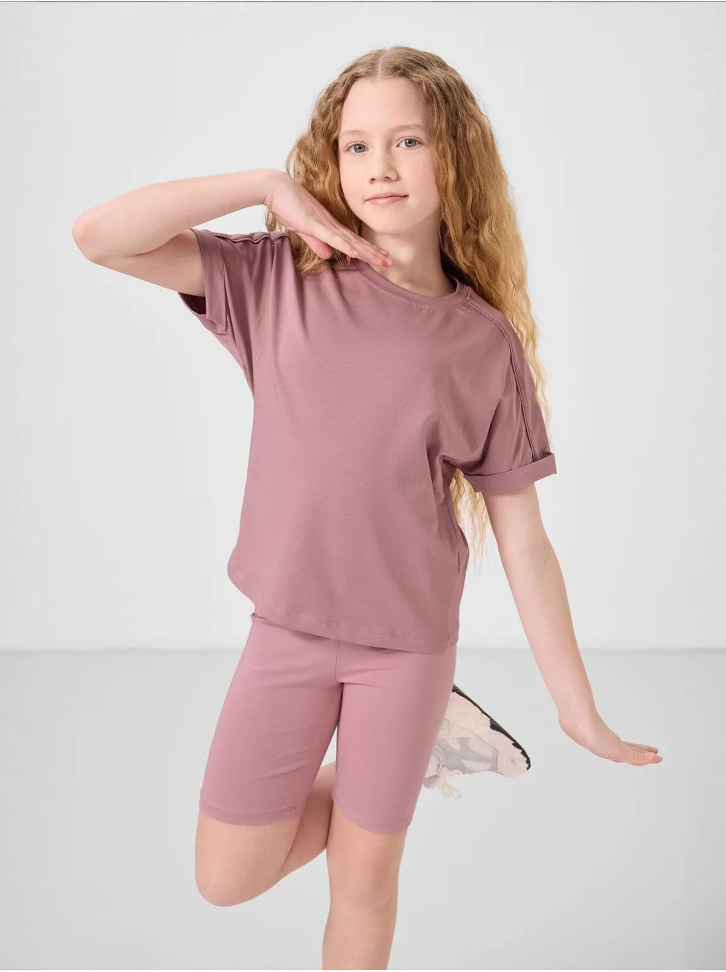 T-shirt unisexe junior en coton et élasthanne tommy - Mauve
