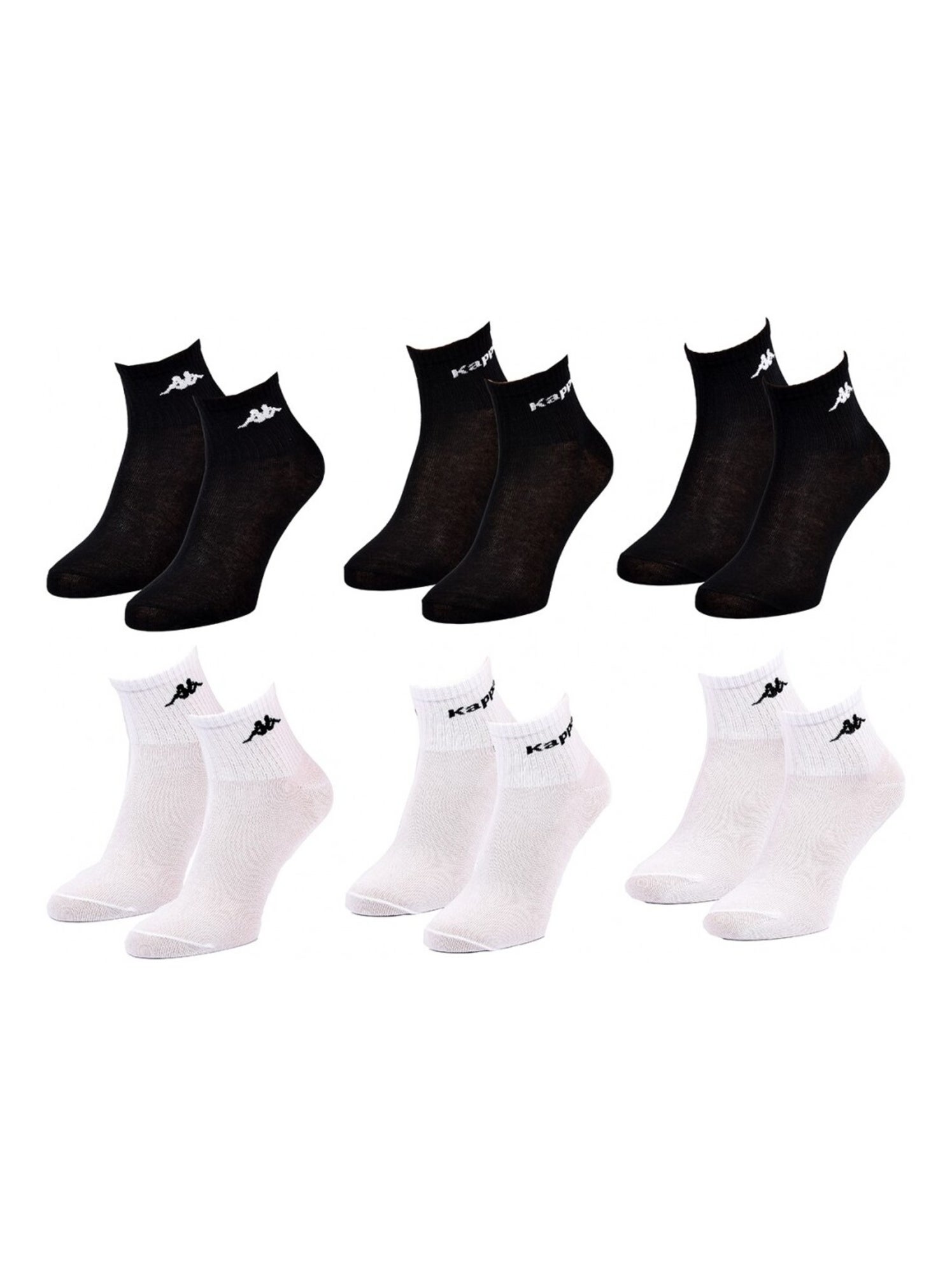 Chaussettes Enfant KAPPA QUARTER - Pack de 6 - Noir Blanc
