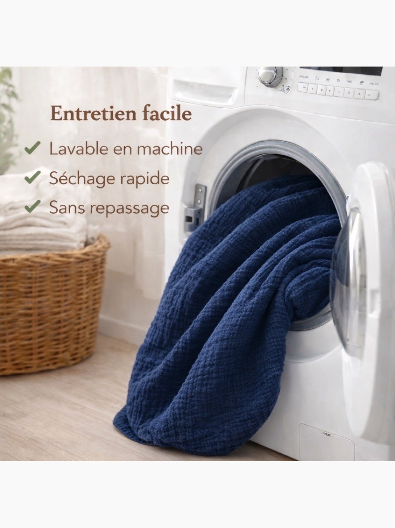 Parure de lit en Gaze de Coton - Promo linge - Bleu