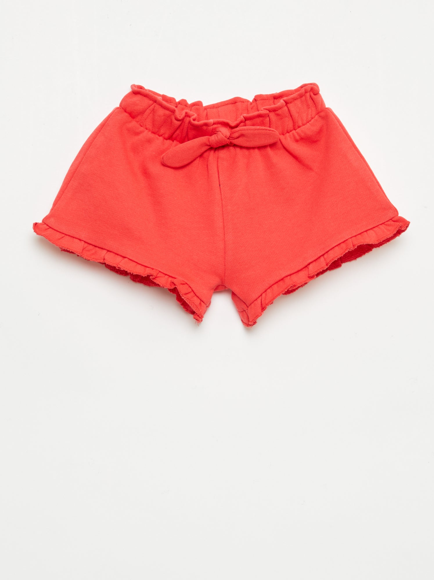 Short volanté avec nœud à la taille - Rouge