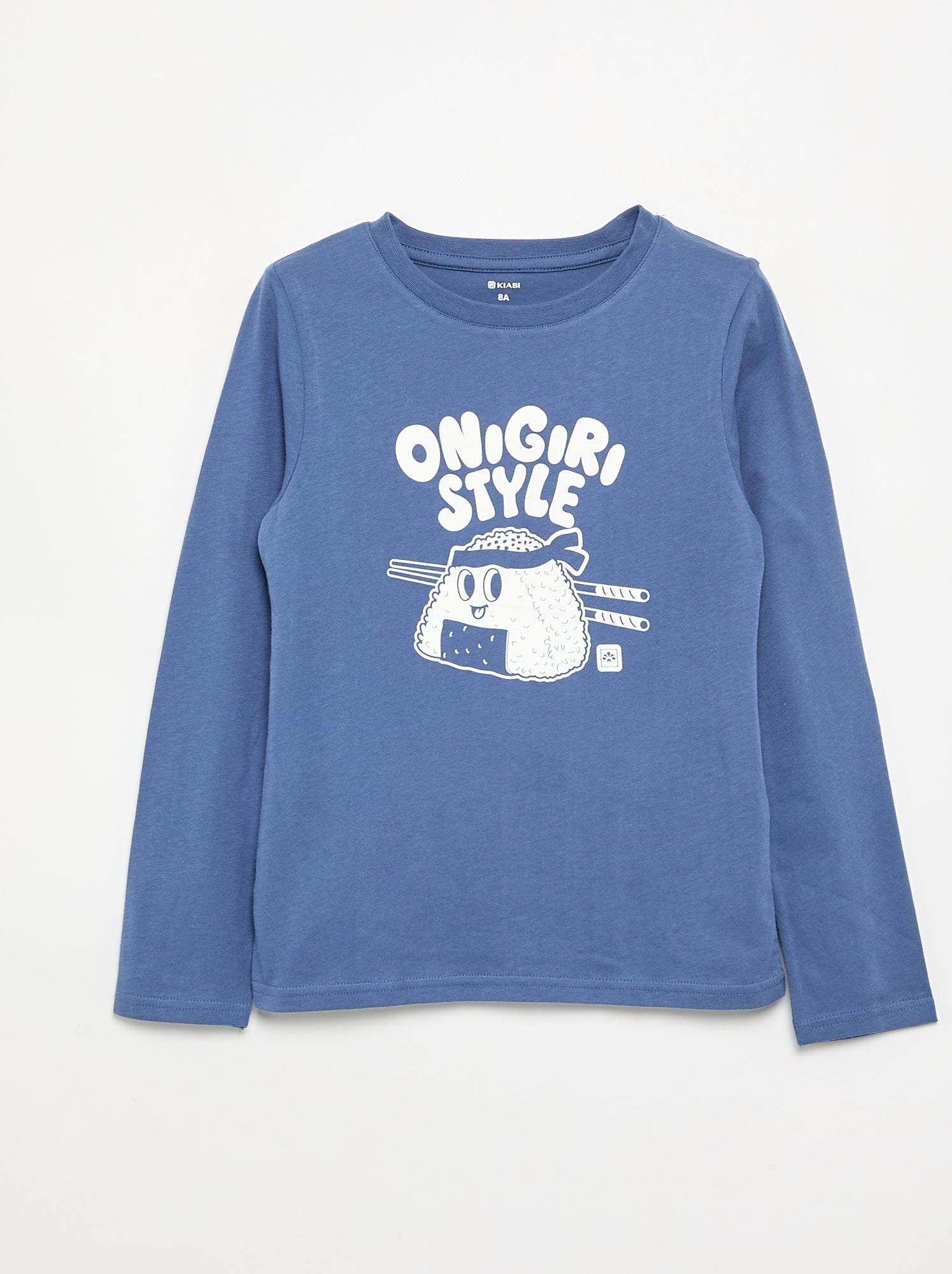 T-shirt manches longues imprimé - Bleu (GJB75_6)