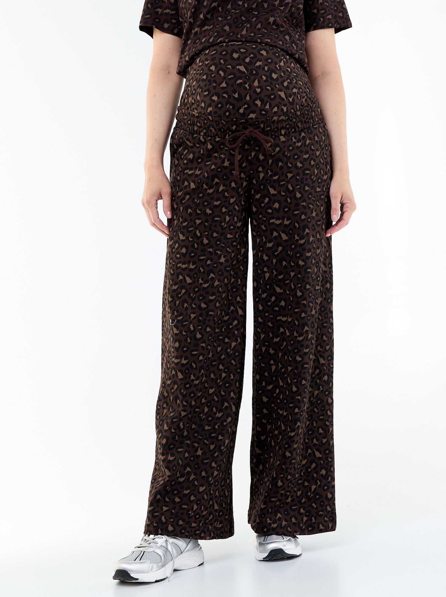 Jogging de maternité wide leg en french terry - Marron