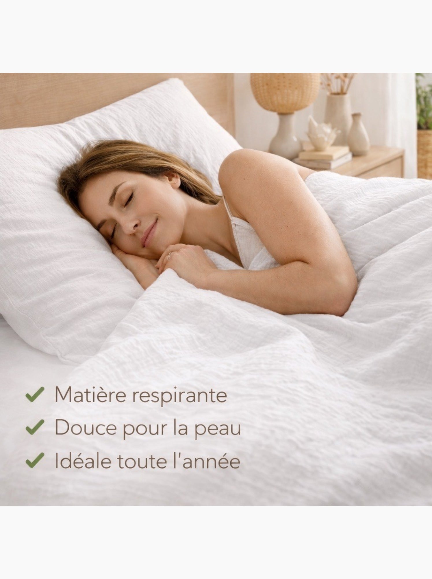 Parure de lit en Gaze de Coton - Promo linge - Blanc