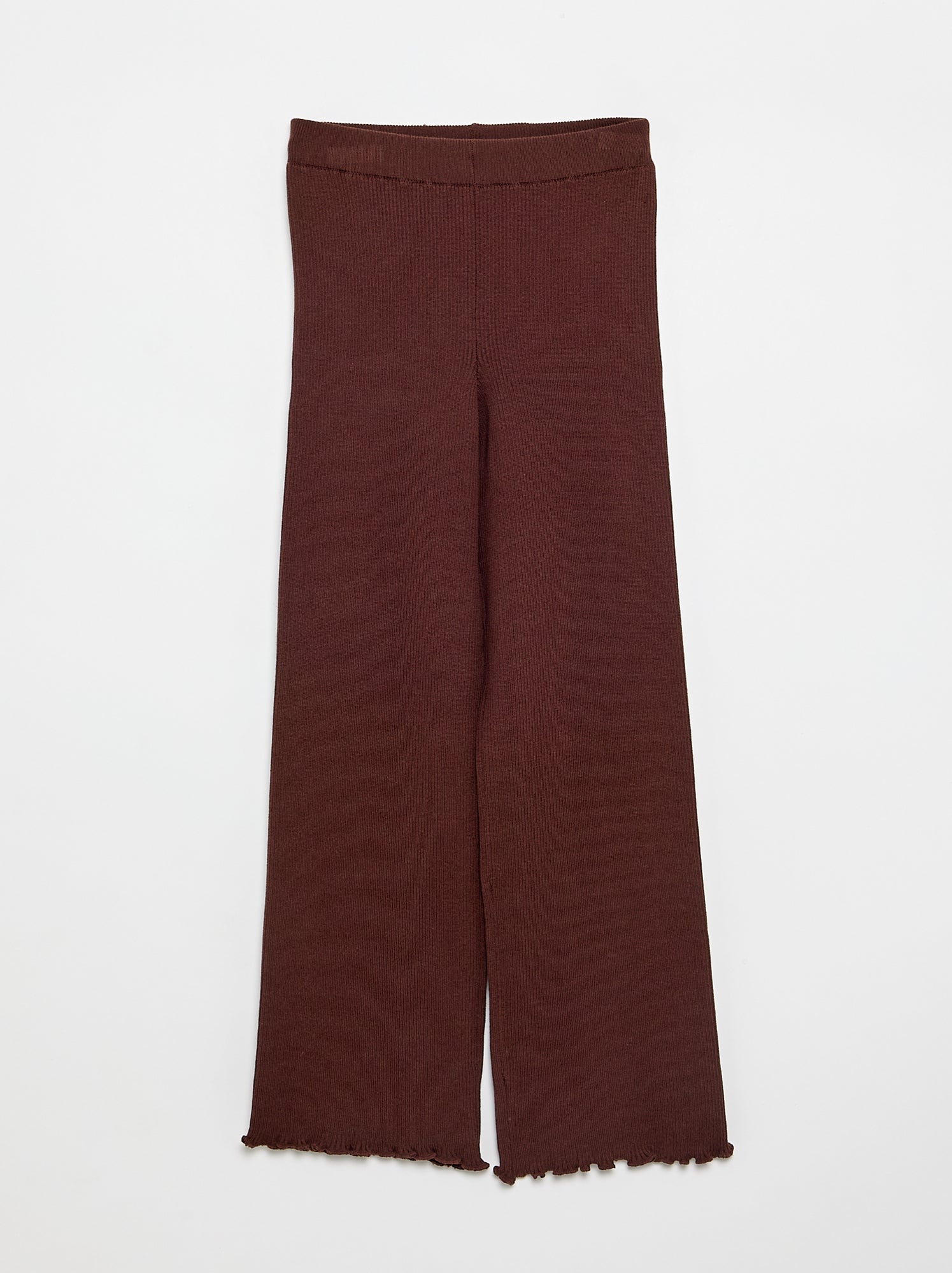 Pantalon droit en tricot uni - Marron