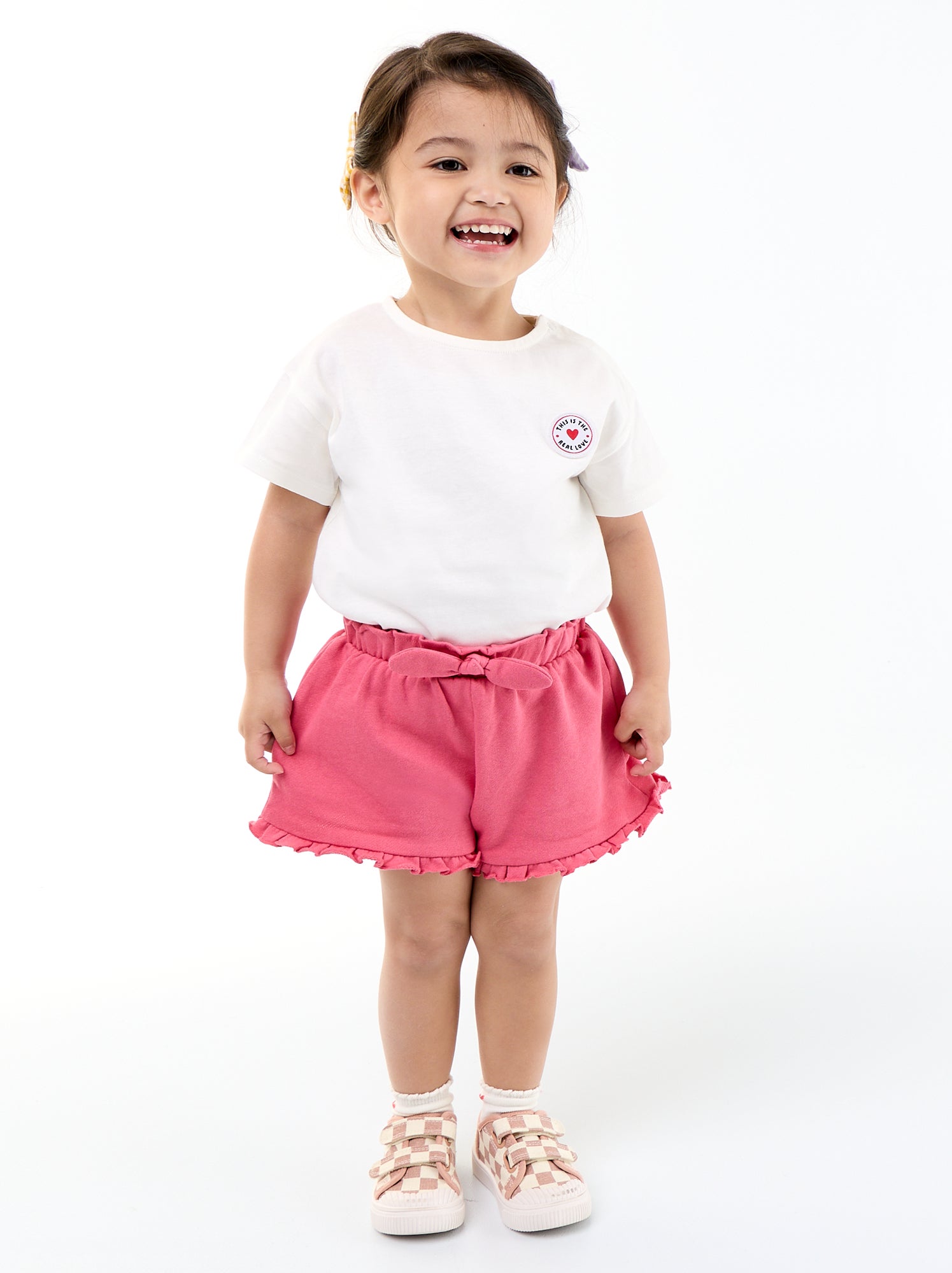 Short volanté avec nœud à la taille - Fuchsia