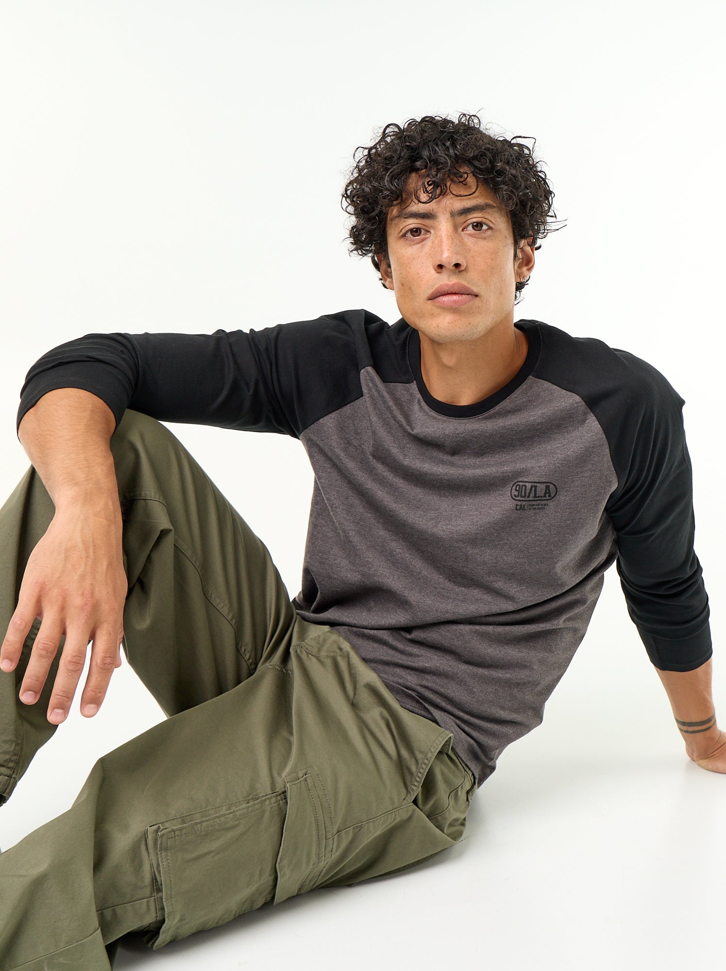 T-shirt imprimé avec manches longues raglan - Gris
