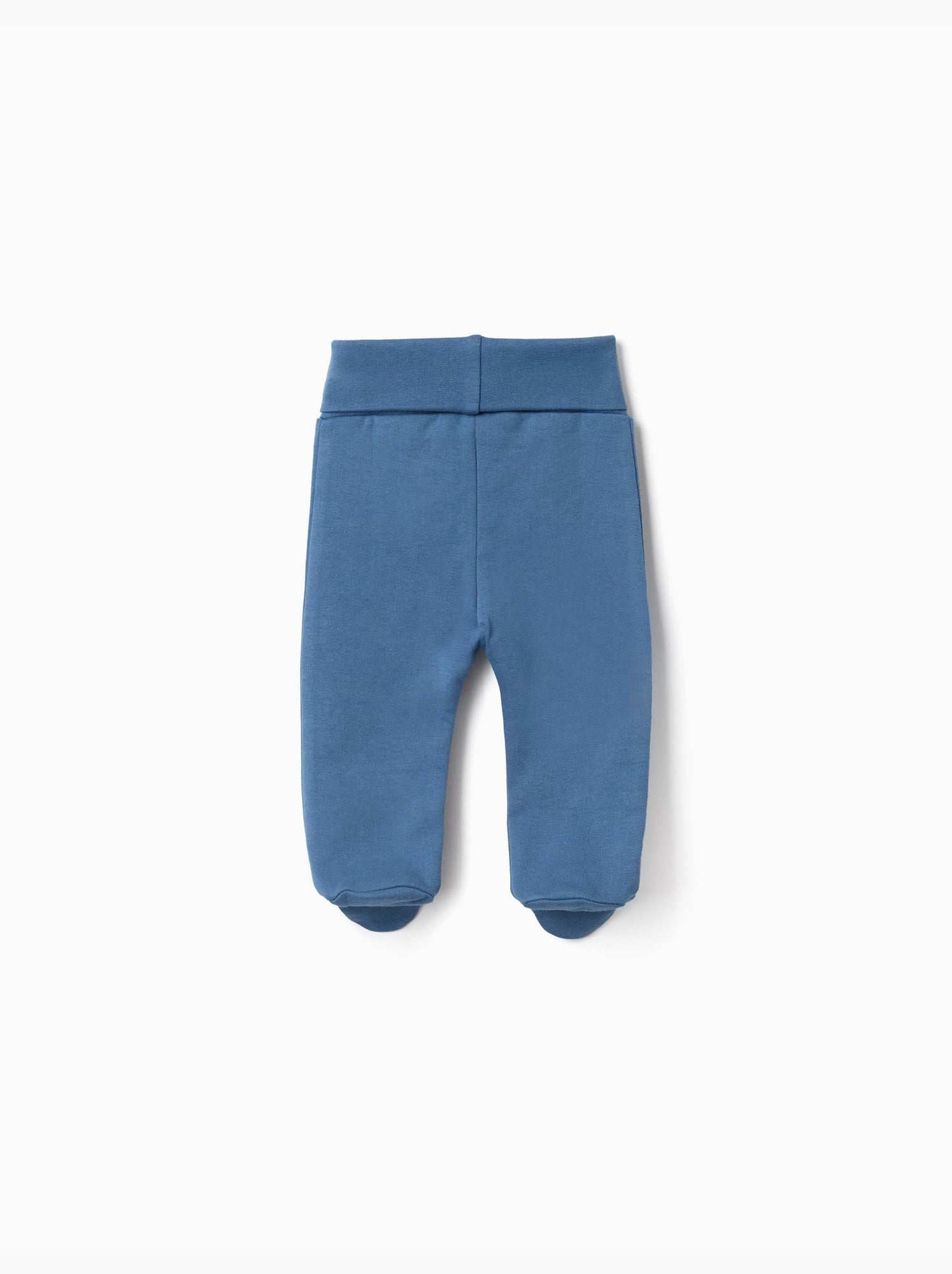 4 pantalons avec pieds en coton unis/imprimés - Blanc Bleu