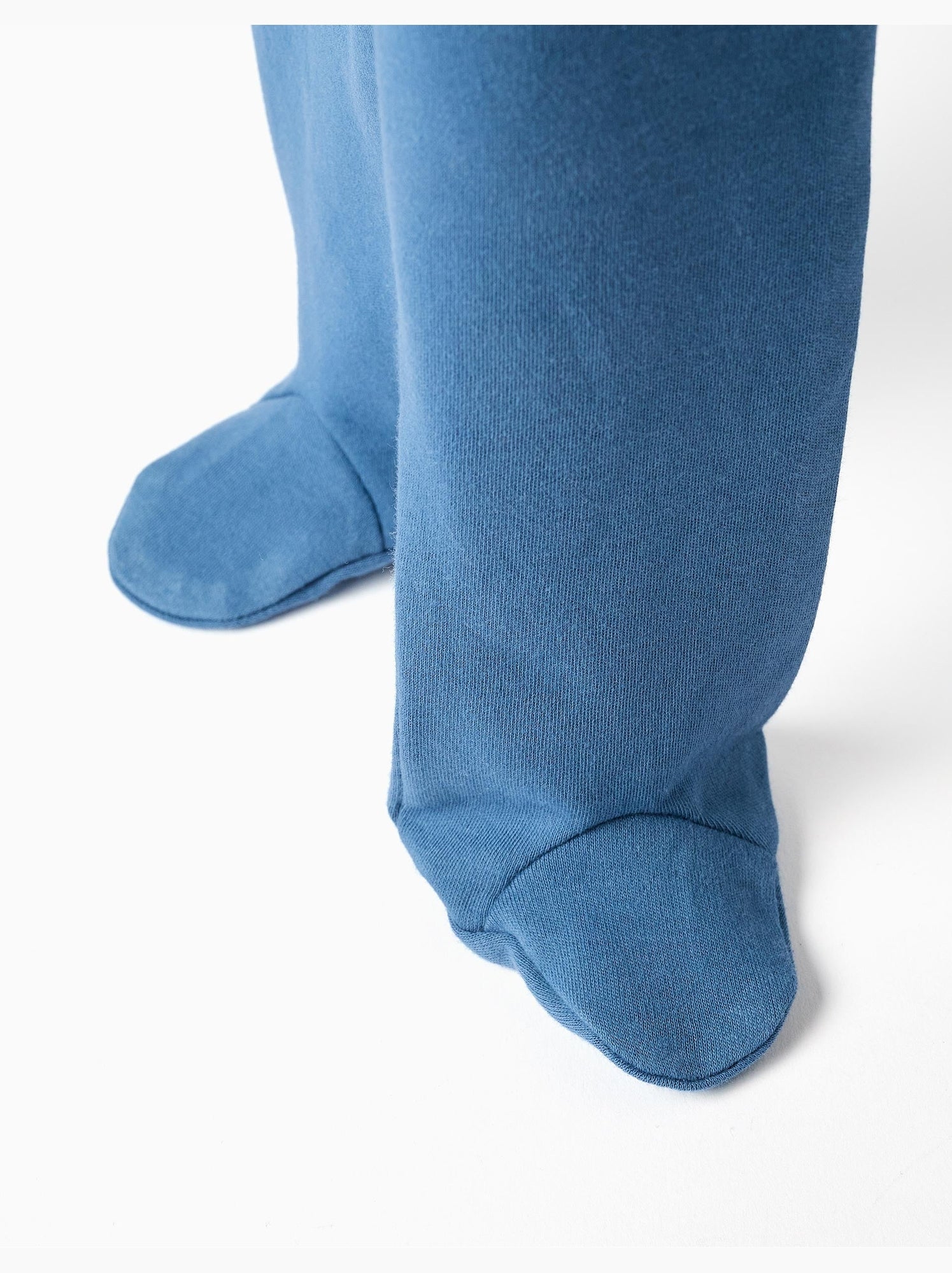 4 pantalons avec pieds en coton unis/imprimés - Blanc Bleu
