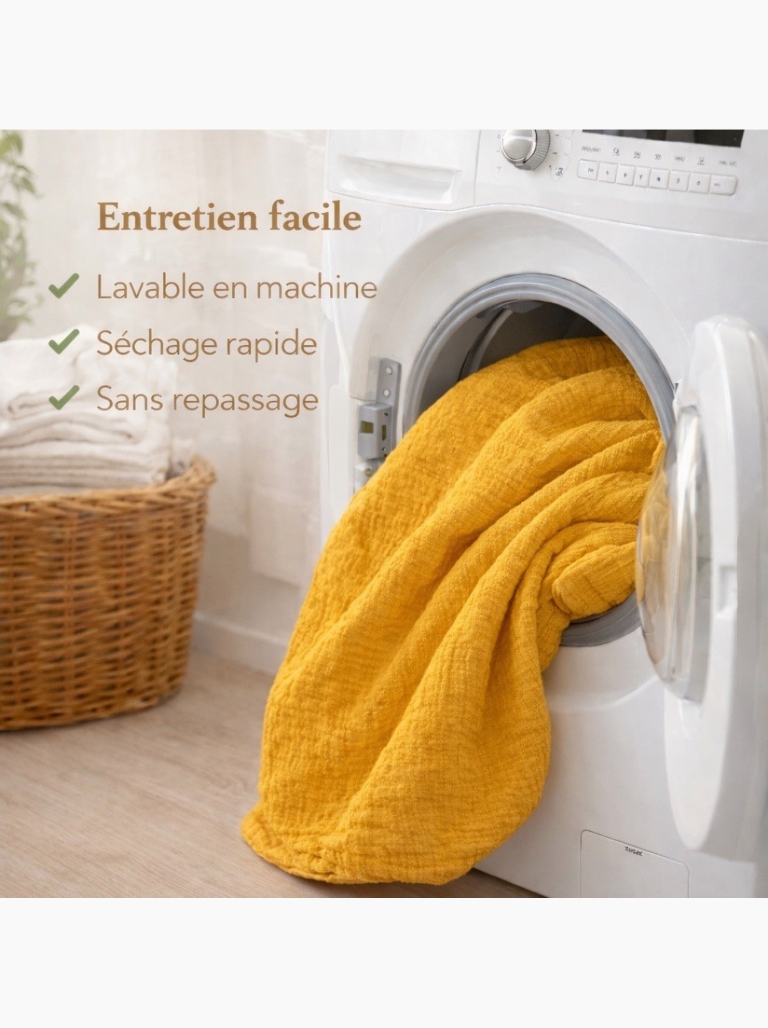 Parure de lit en Gaze de Coton - Promo linge - Jaune