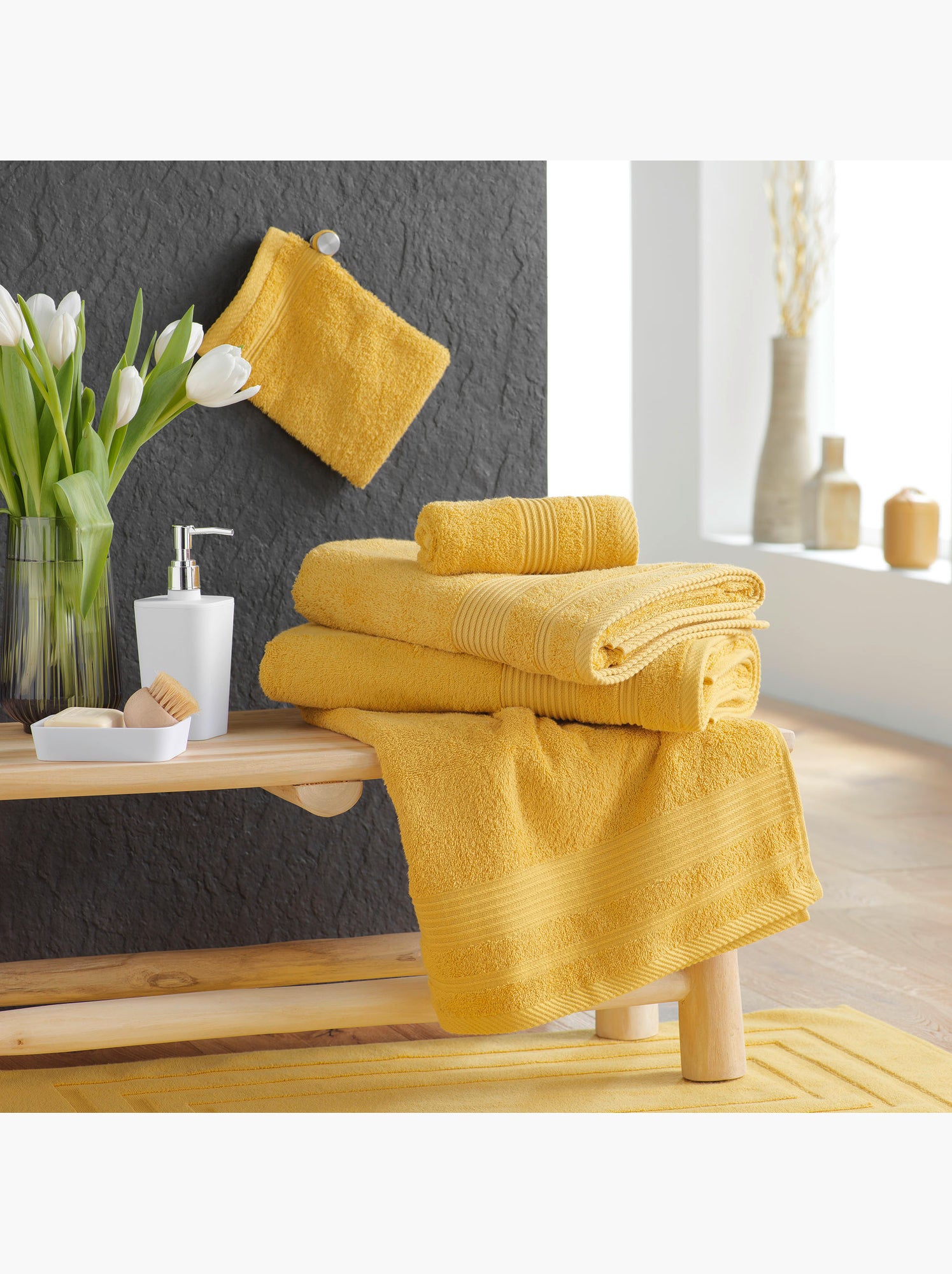 Serviette de toilette en coton tendresse - Kaki