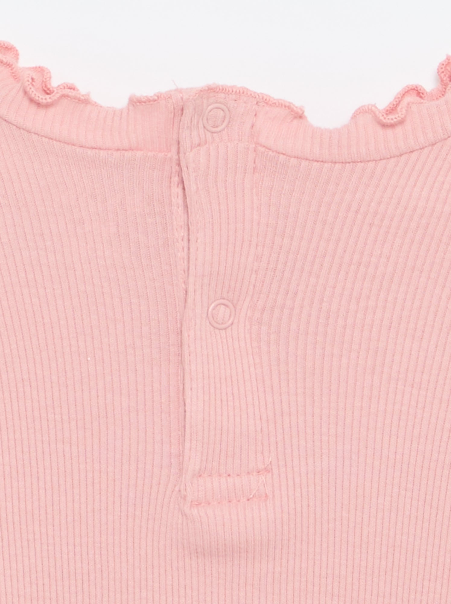 Tee-shirt rib col ondulé - Rose