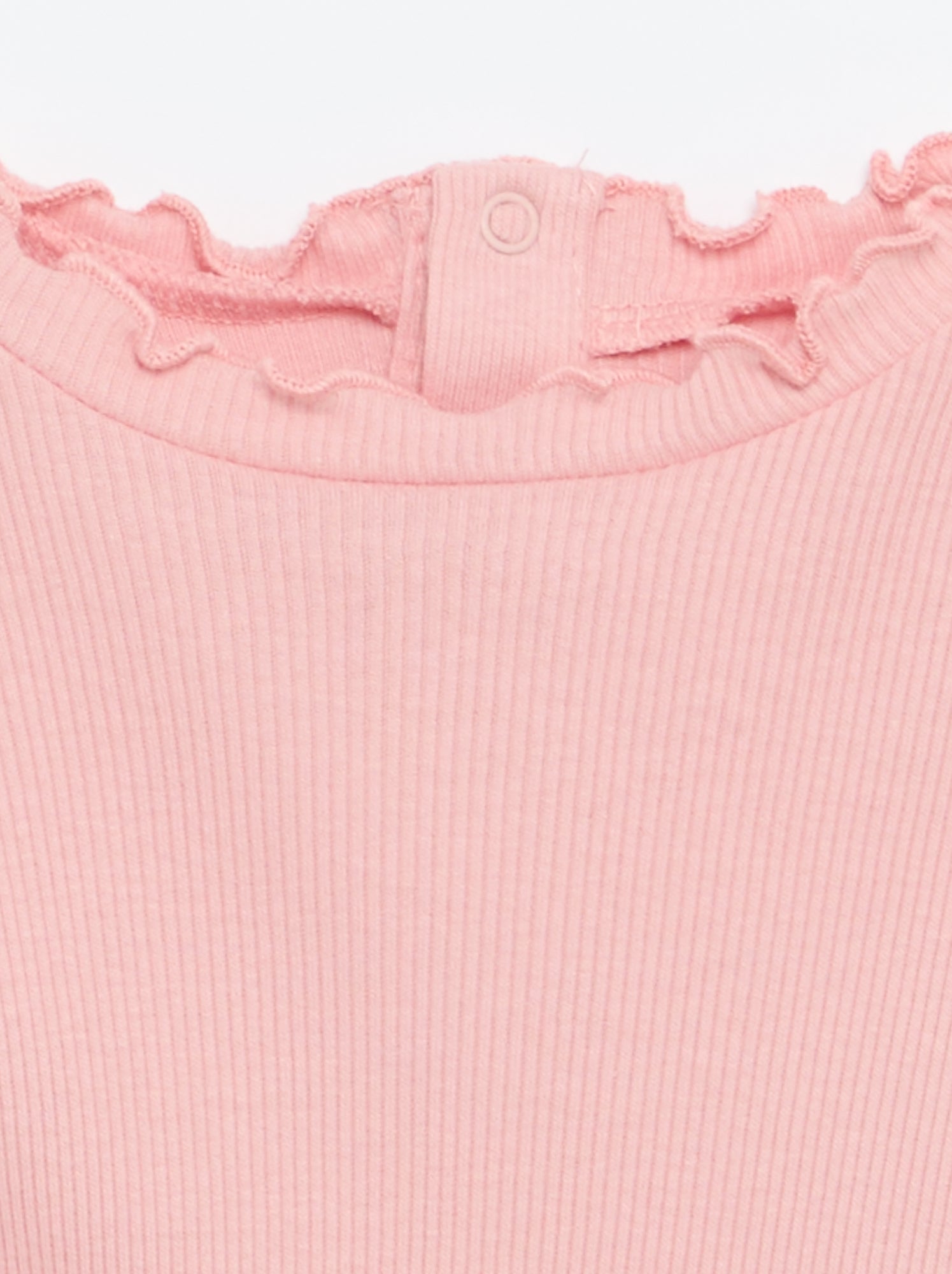 Tee-shirt rib col ondulé - Rose