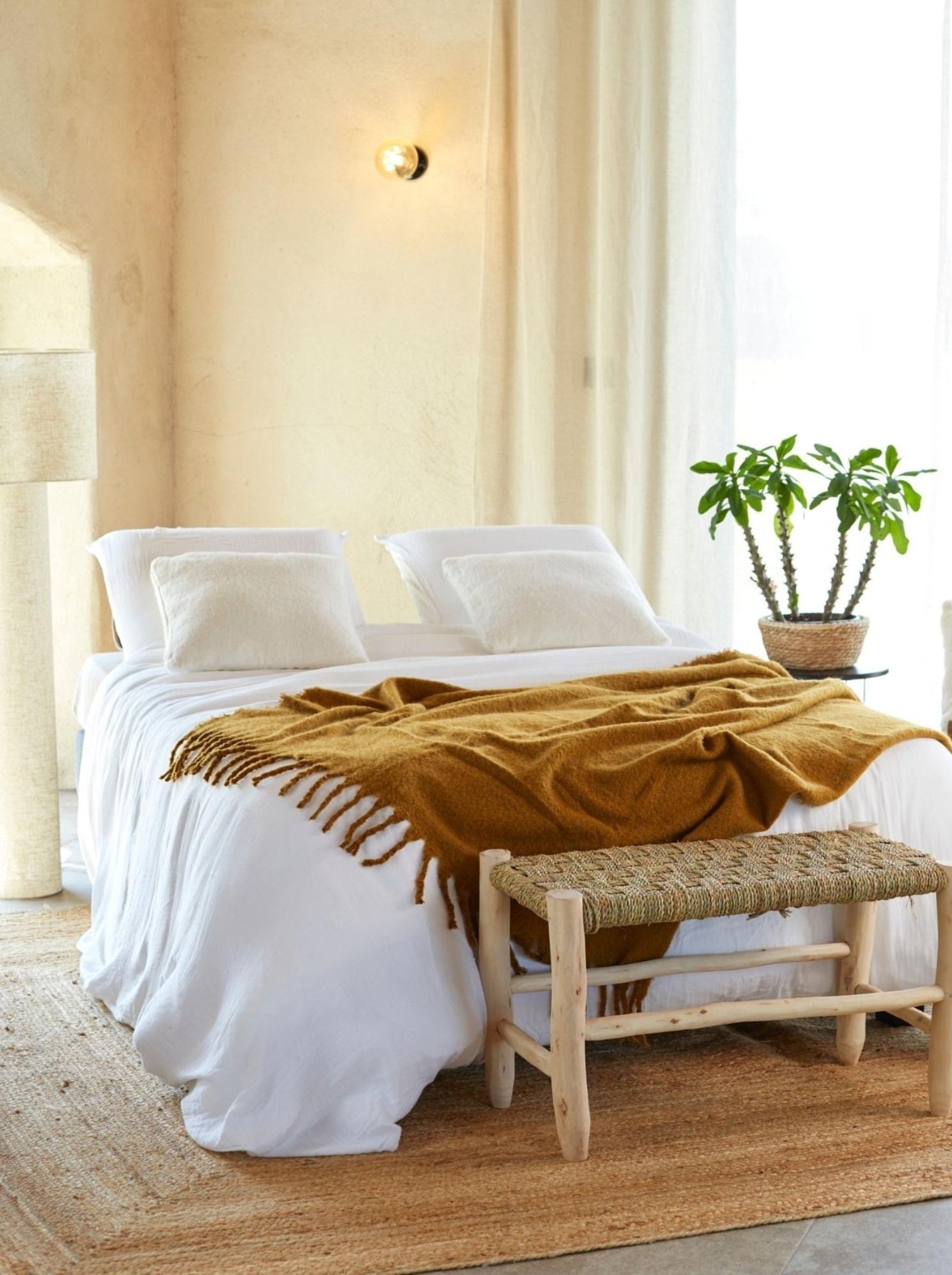 Parure de lit en gaze de coton angelia - Blanc