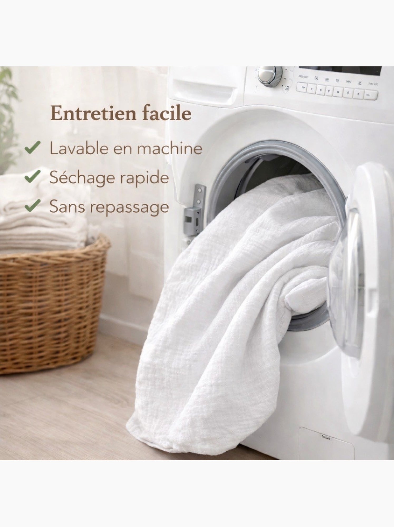Parure de lit en Gaze de Coton - Promo linge - Blanc