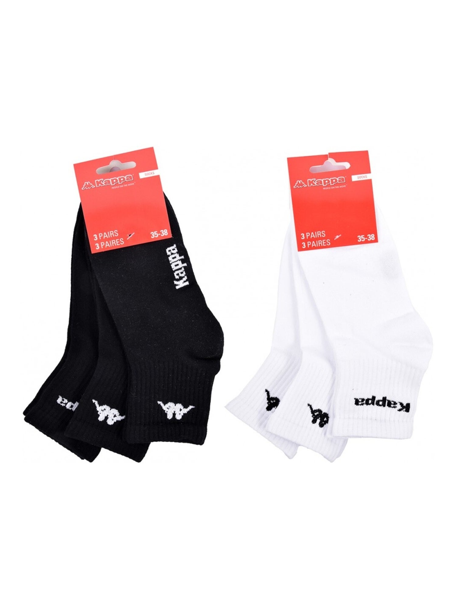 Chaussettes Enfant KAPPA QUARTER - Pack de 6 - Noir Blanc