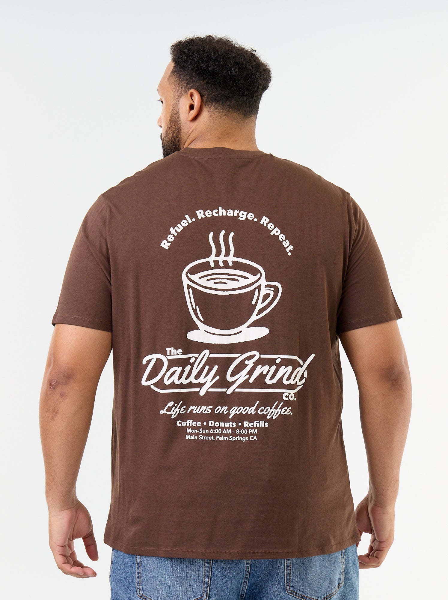 T-shirt en jersey imprimé à manches courtes - Marron