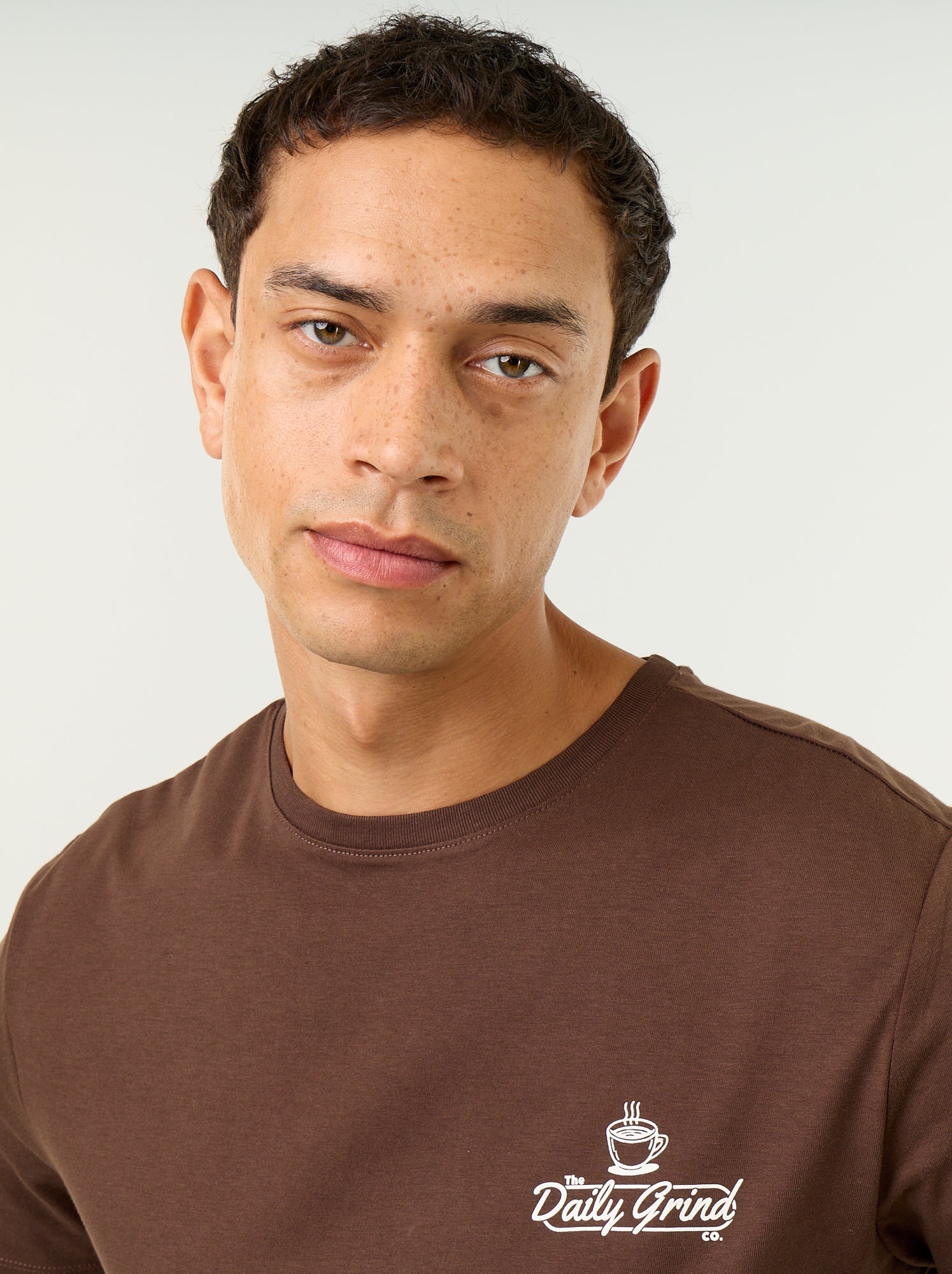 T-shirt imprimé fantaisie à manches courtes - Marron (FUT19_17)