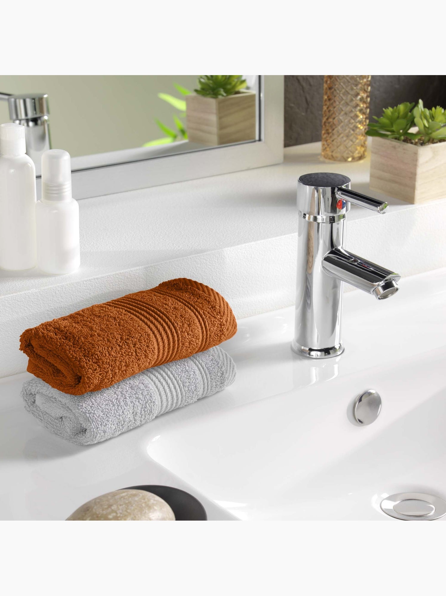 Serviette de toilette en coton tendresse - Marron caramel