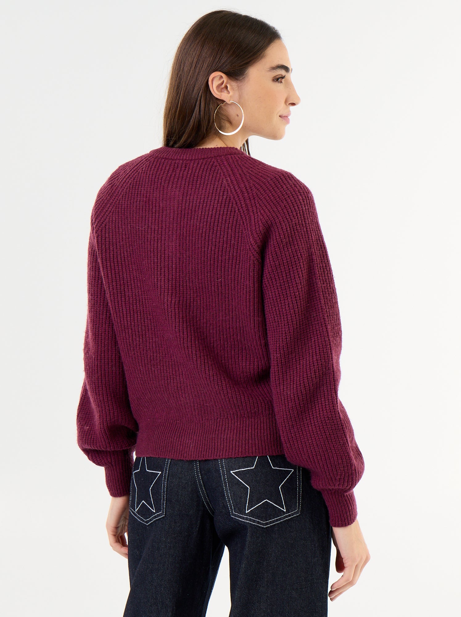 Gilet en maille grosse jauge - Rose