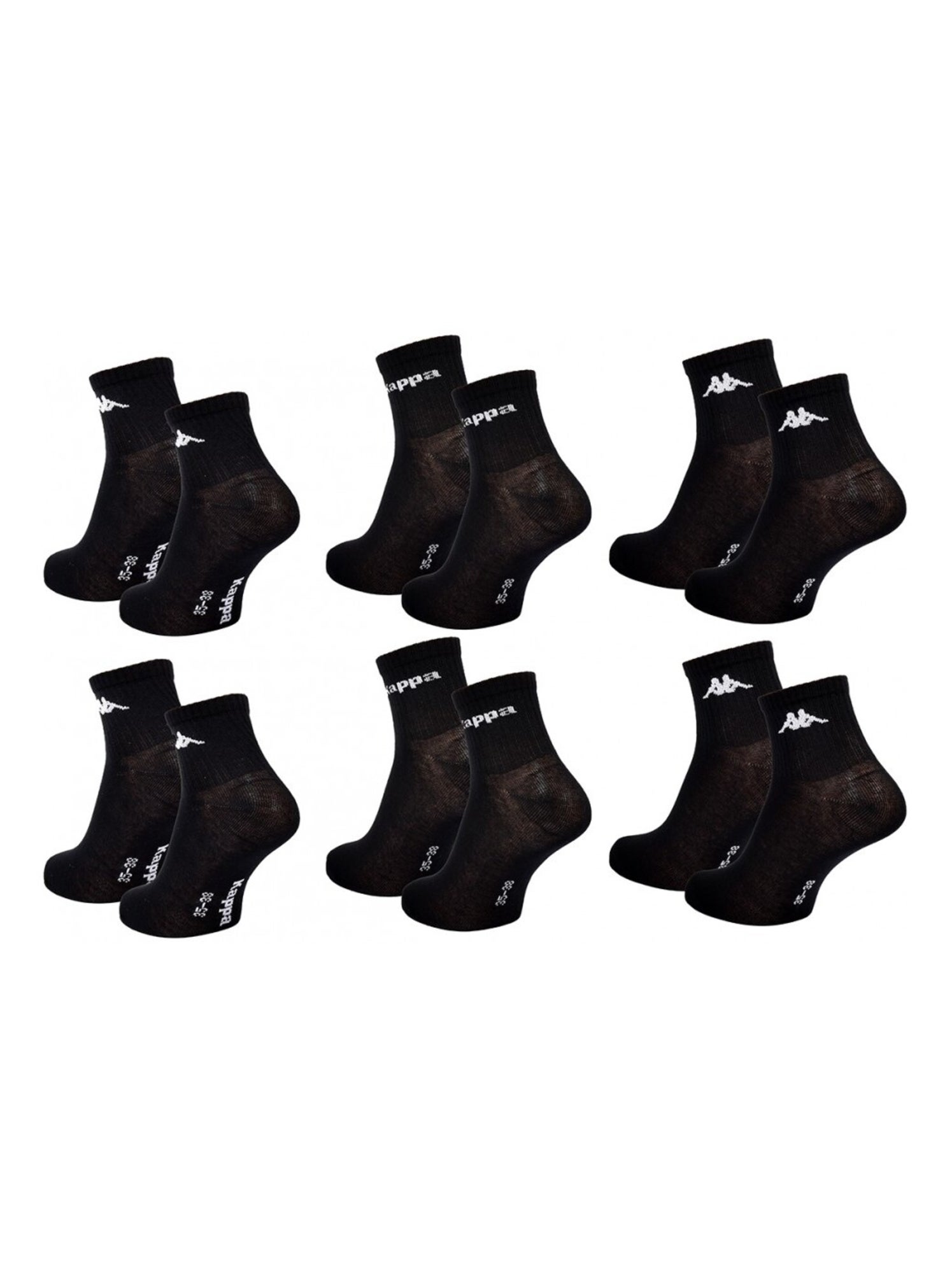 Chaussettes Enfant KAPPA QUARTER - Pack de 6 - Noir