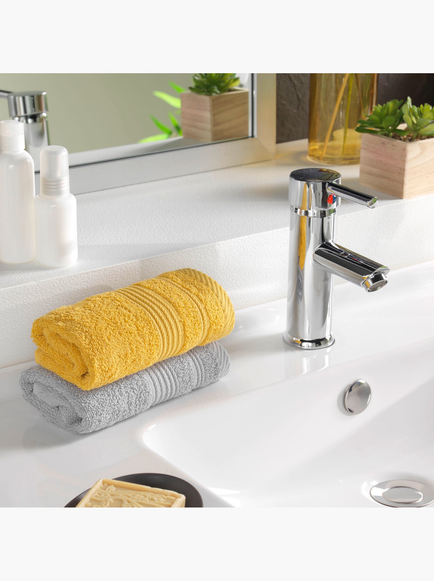 Serviette de toilette en coton tendresse - Kaki