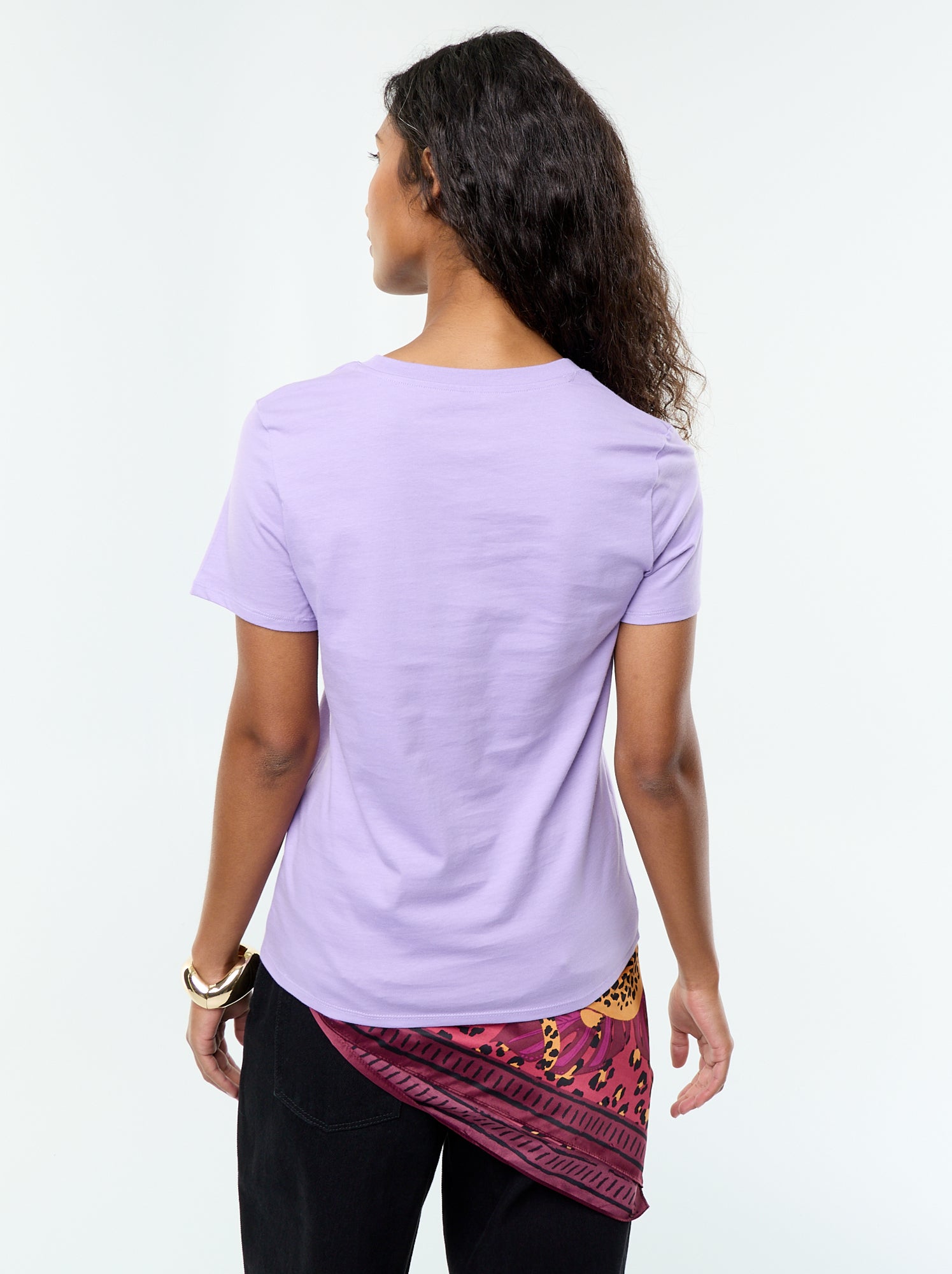 Tee-shirt en jersey manches courtes - Violet (ESW74_33)