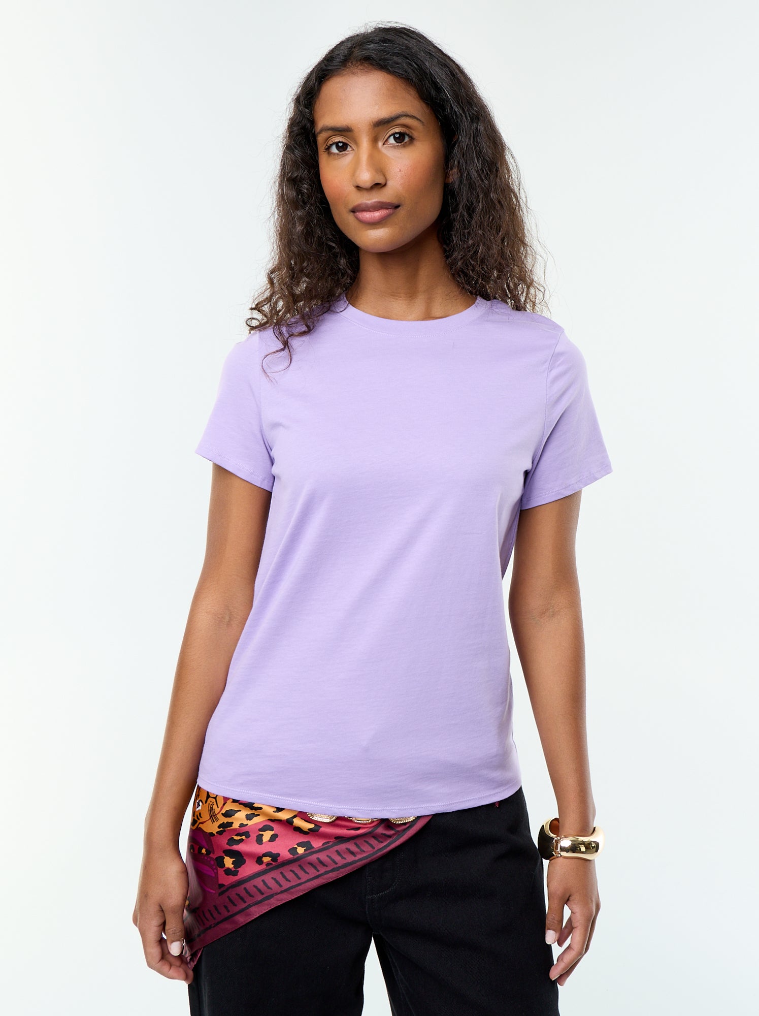 Tee-shirt en jersey manches courtes - Violet (ESW74_33)