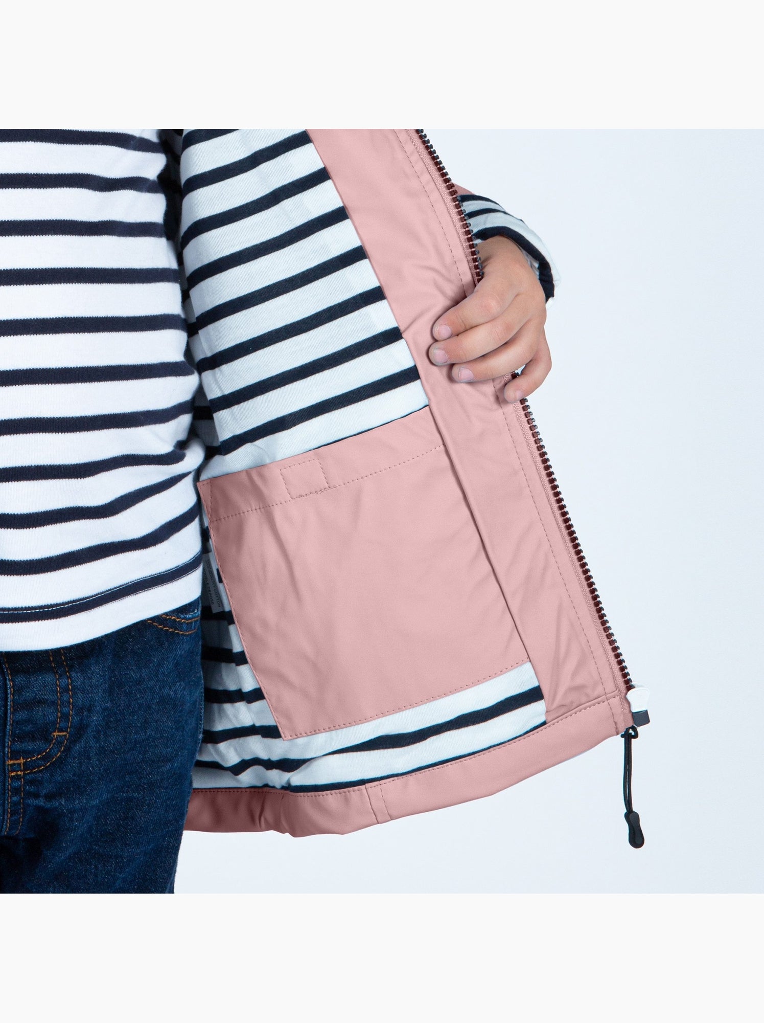 Ciré imperméable enfant 'Breizh Océan', intérieur jersey rayé - Mixte, garçon ou fille - Rose