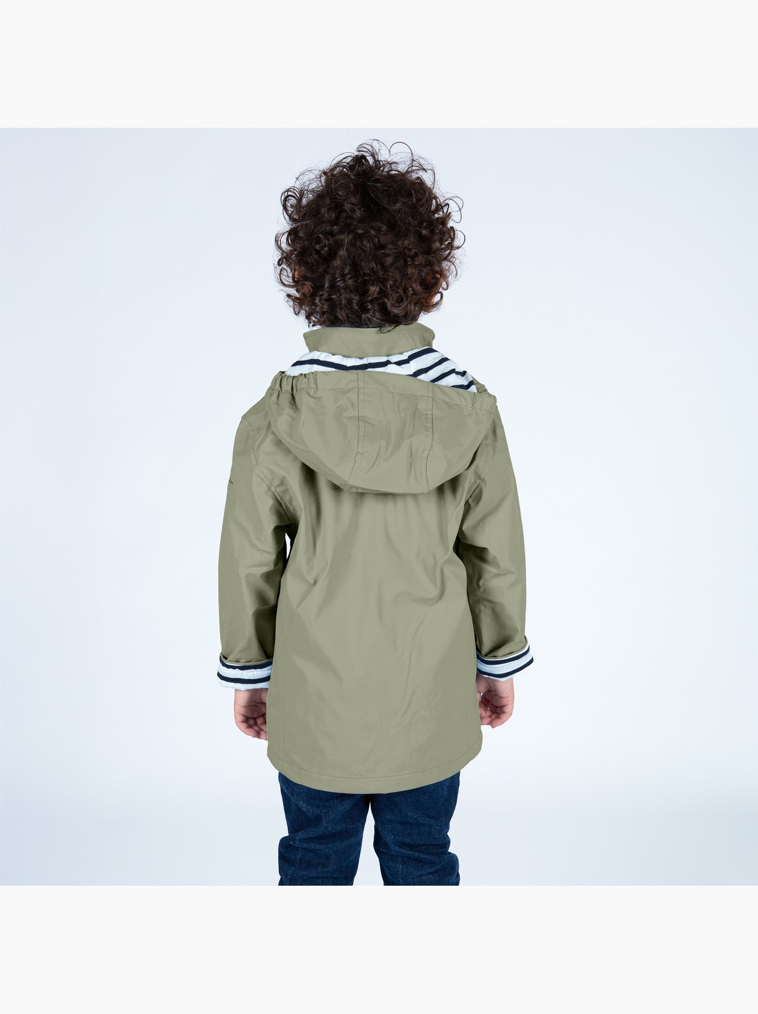 Ciré imperméable enfant 'Breizh Océan', intérieur jersey rayé - Mixte, garçon ou fille - Vert pastel