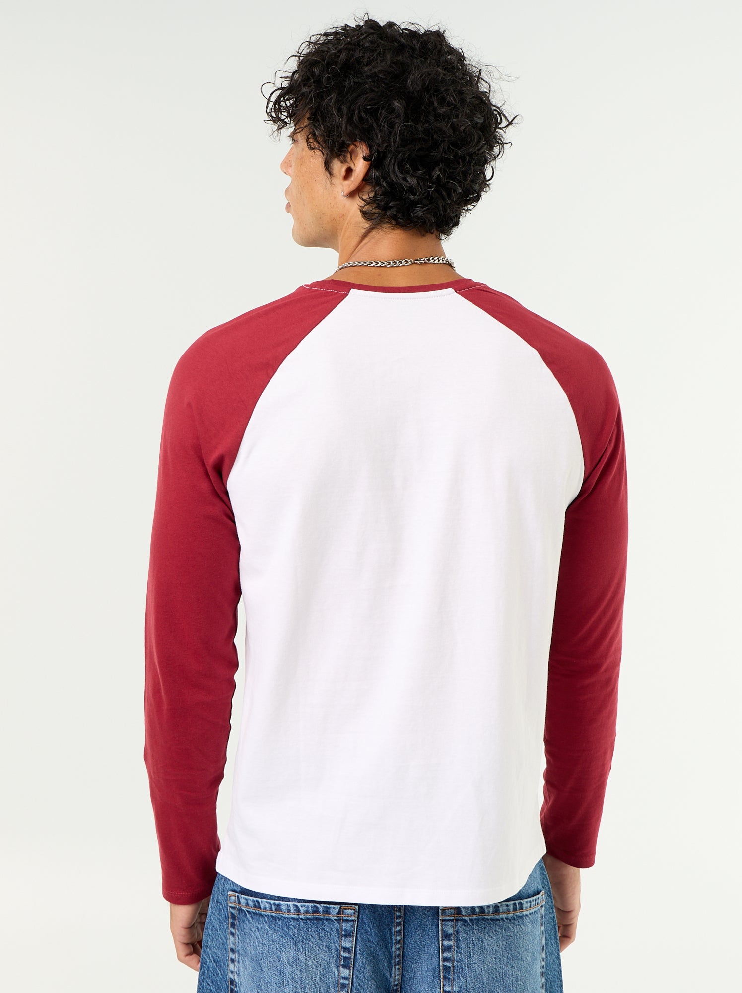 T-shirt imprimé avec manches longues raglan - Rouge