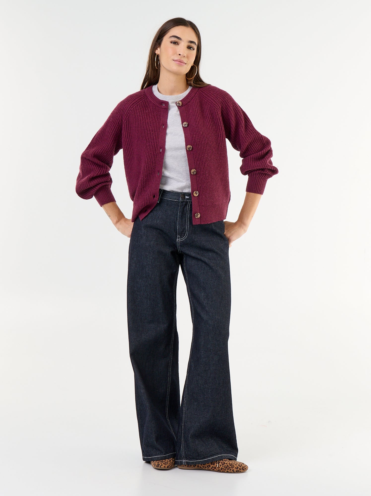 Gilet en maille grosse jauge - Rose