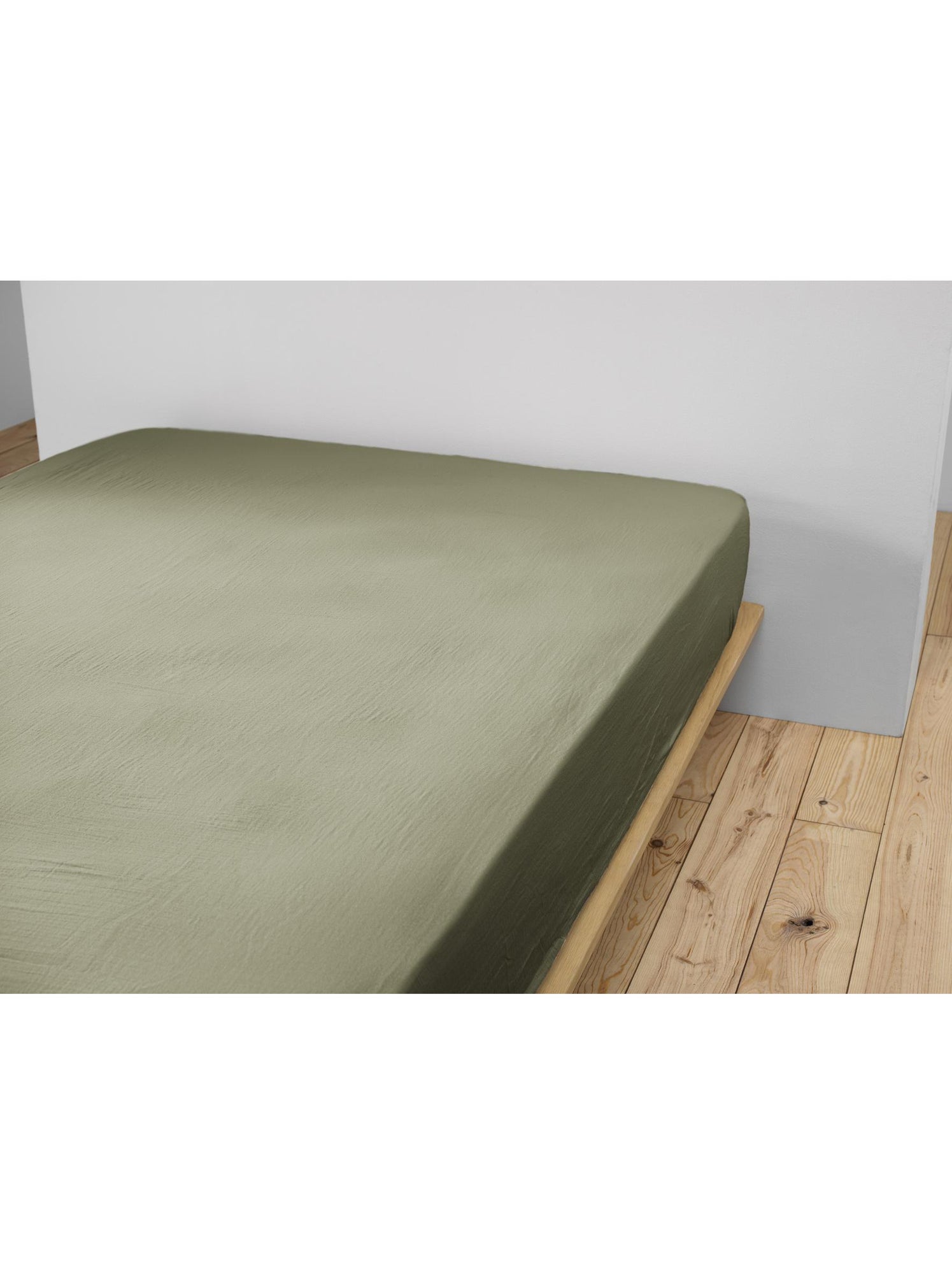 Drap-housse – double gaze de coton 125 g/m² – bonnet 30 cm - gaïa - Vert romarin