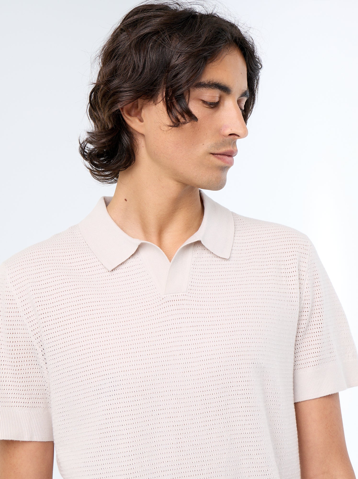 Polo en coton uni à manches courtes pour homme - Gris