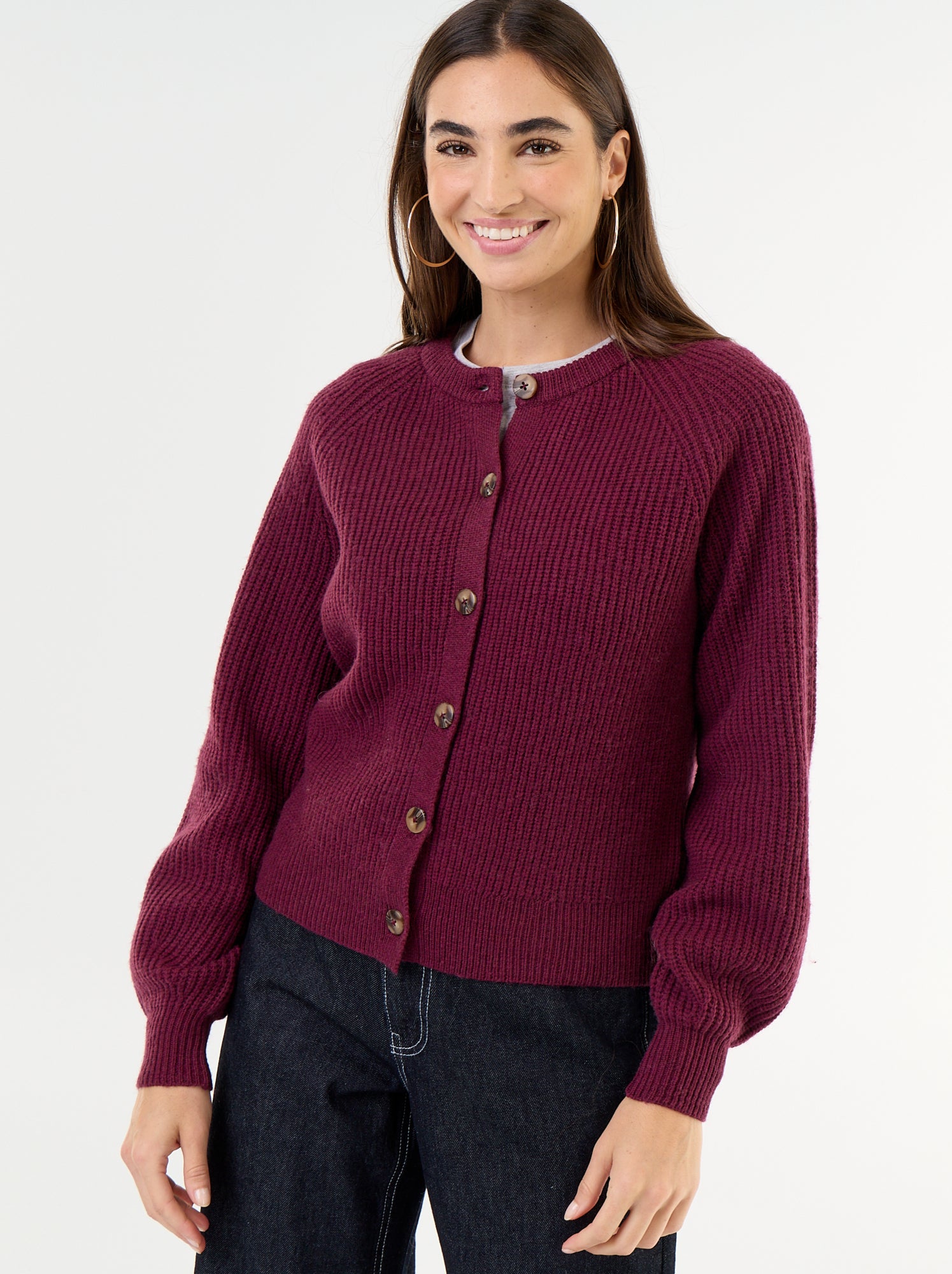 Gilet en maille grosse jauge - Rose