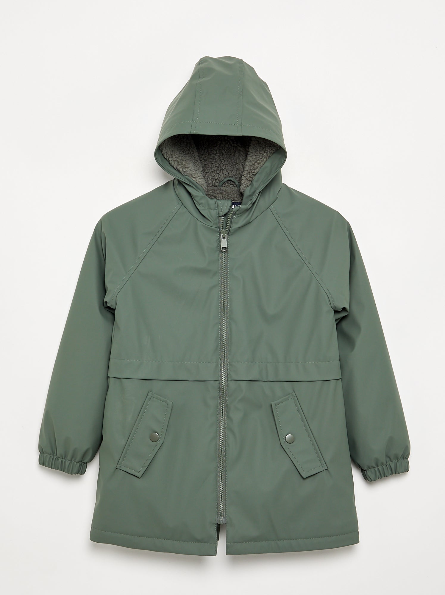 Parka doublée effet moutonné - Vert