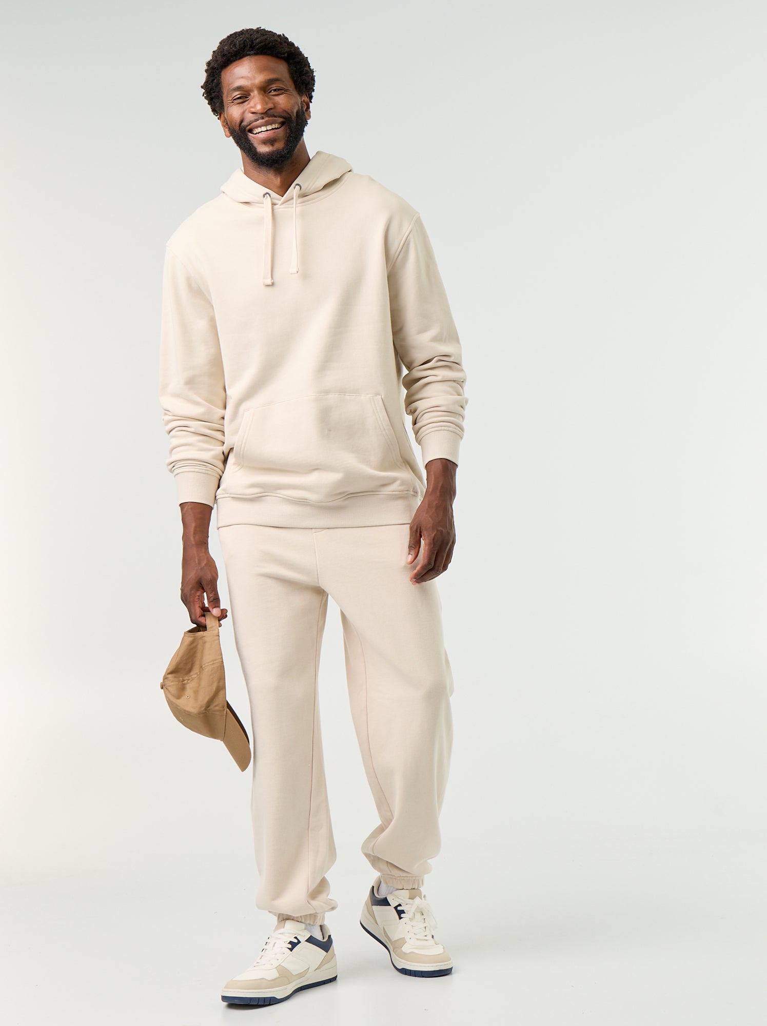 Sweat uni à capuche - Beige