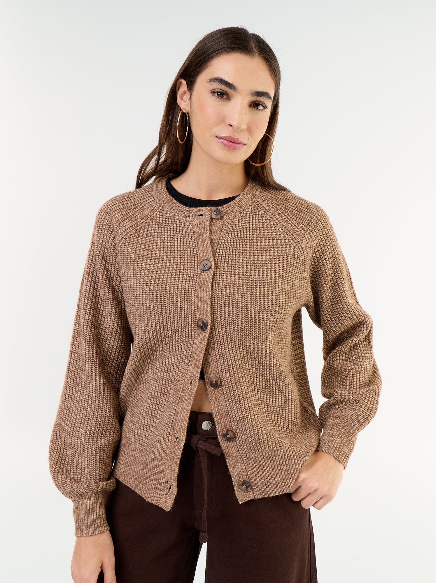 Gilet en maille grosse jauge - Beige