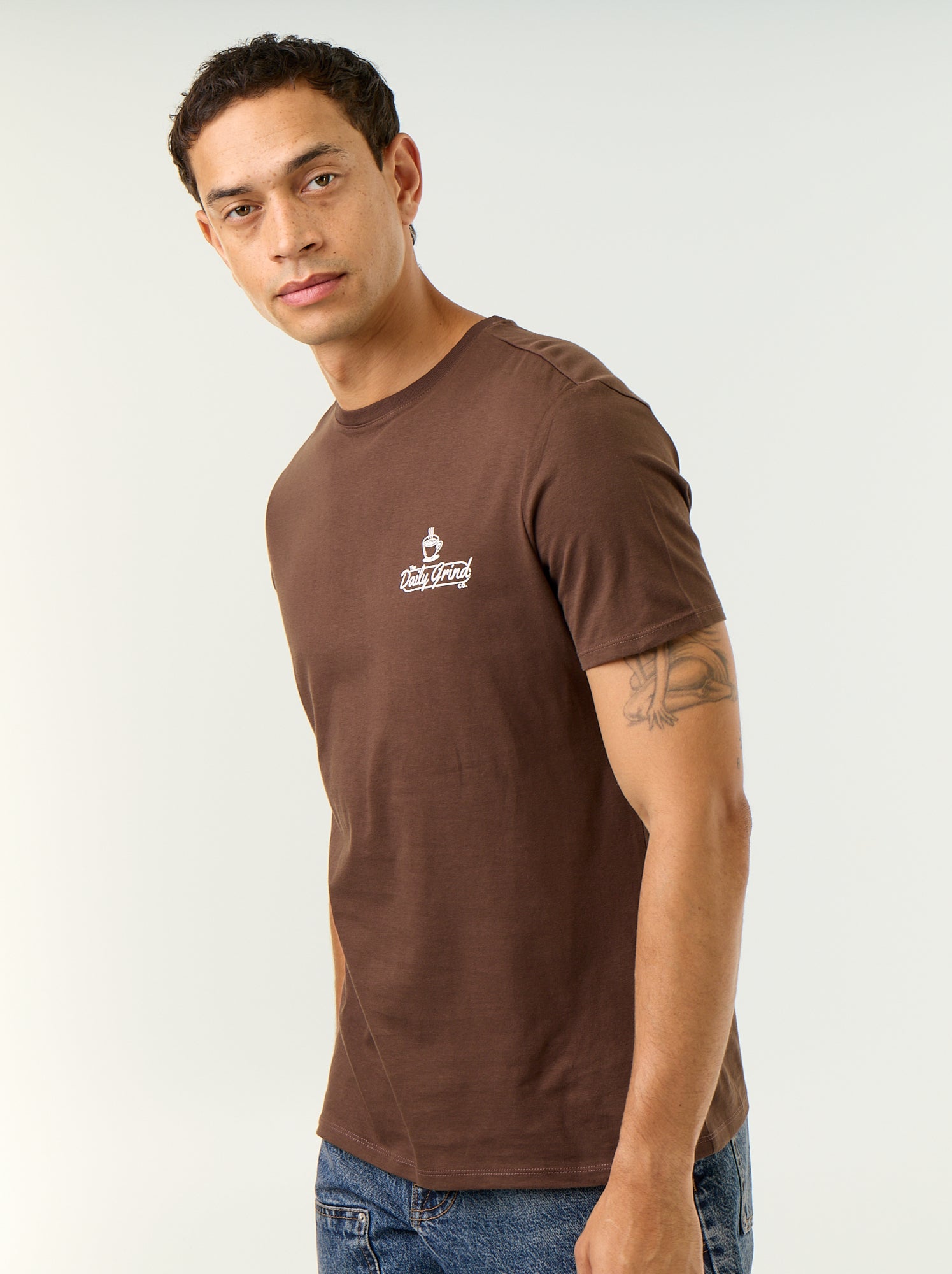 T-shirt imprimé fantaisie à manches courtes - Marron (FUT19_17)