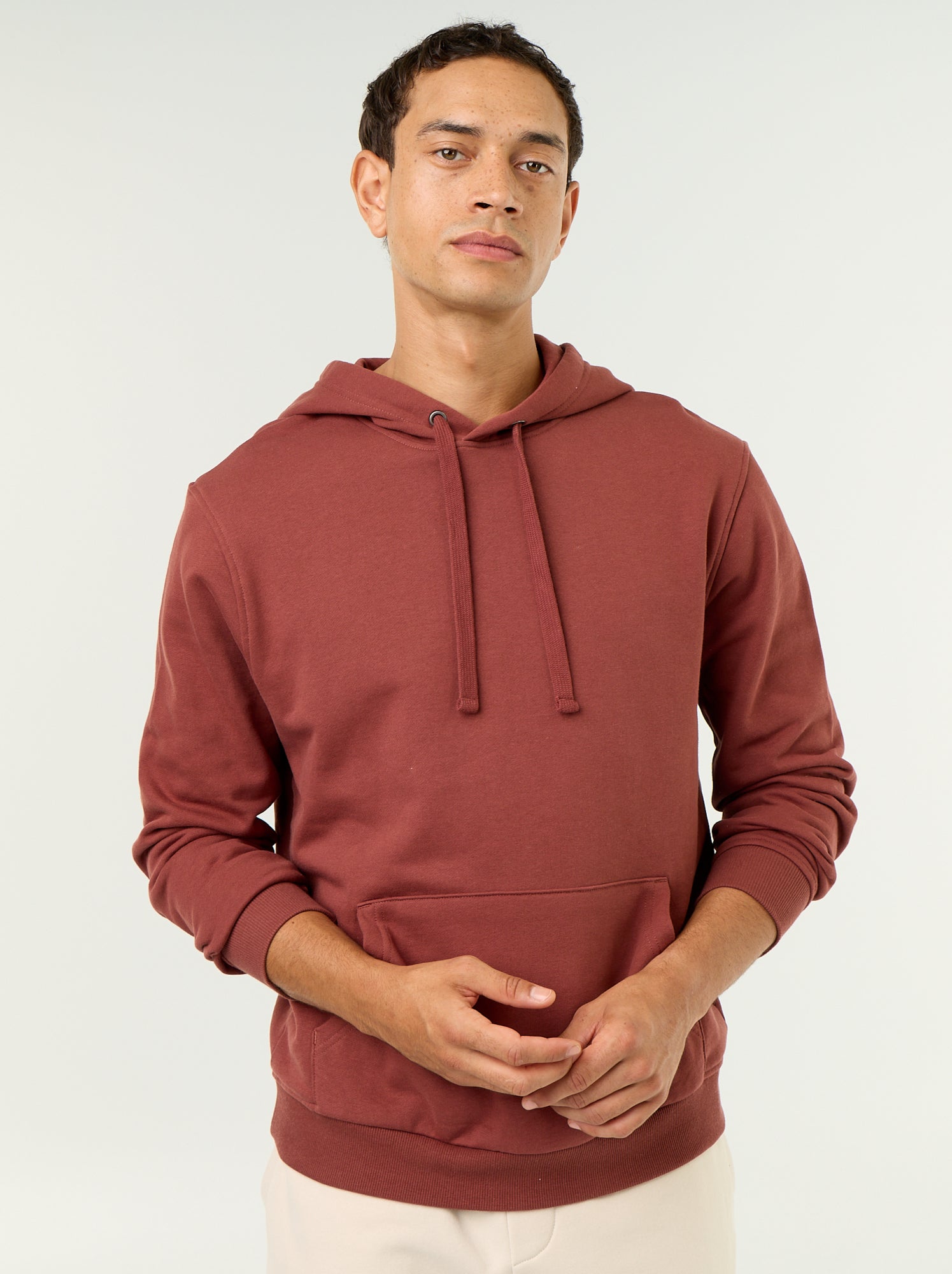 Sweat uni à capuche - Marron (FZV91_6)