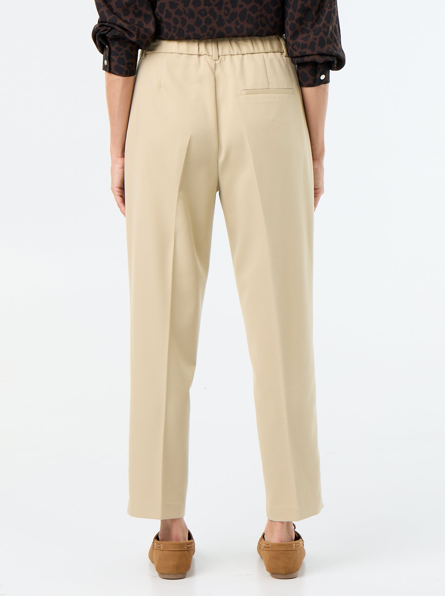 Pantalon en toile lourde à coupe cigarette pour femme - Beige