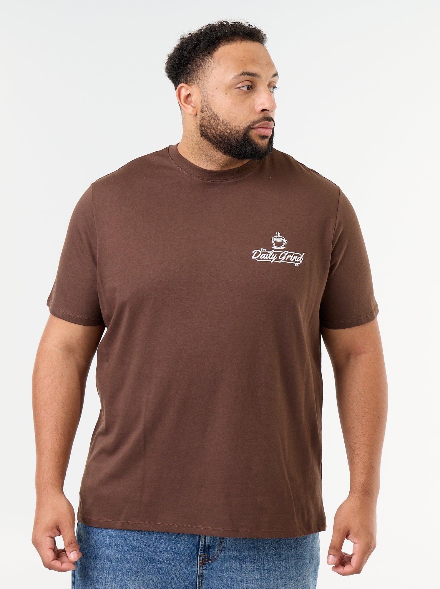 T-shirt en jersey imprimé à manches courtes - Marron