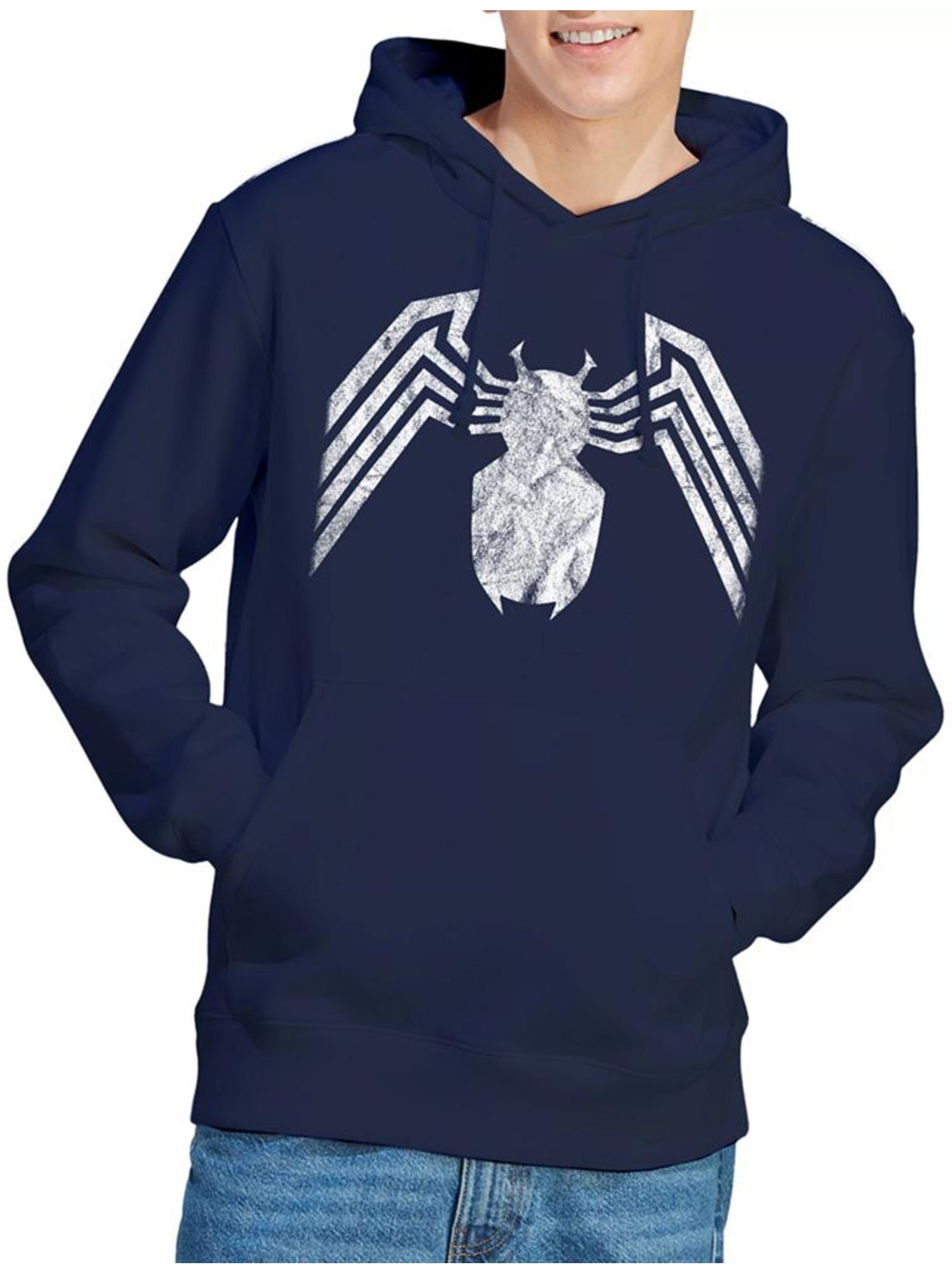 Sweat à capuche motif/style emblème - venin - Bleu marine