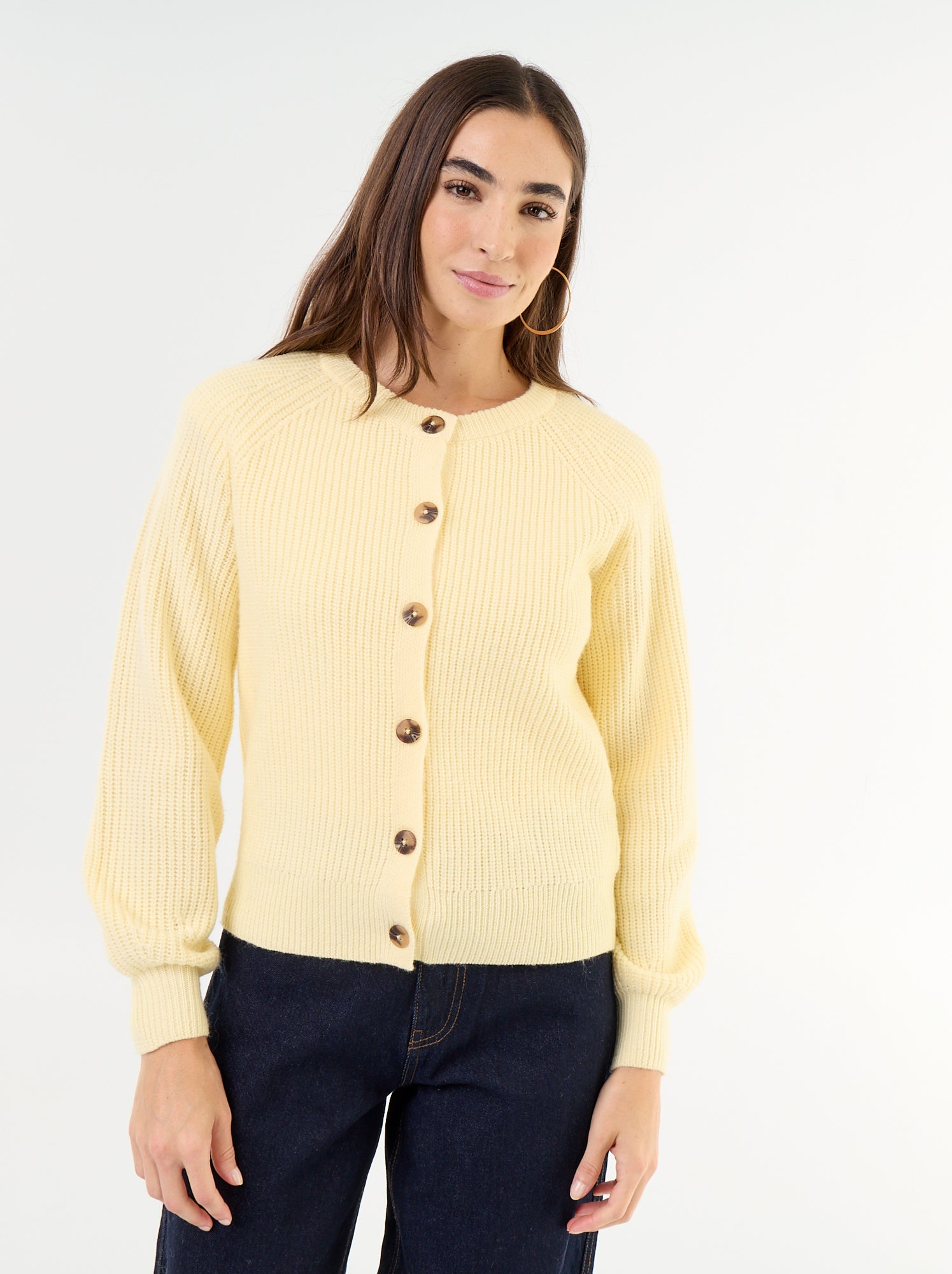 Gilet en maille grosse jauge - Jaune