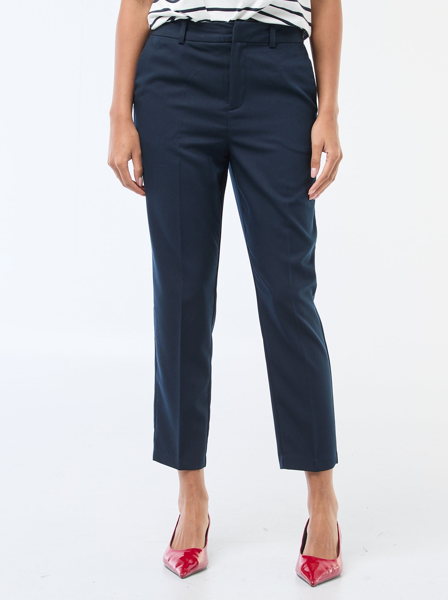 Pantalon en toile lourde à coupe cigarette pour femme - Bleu